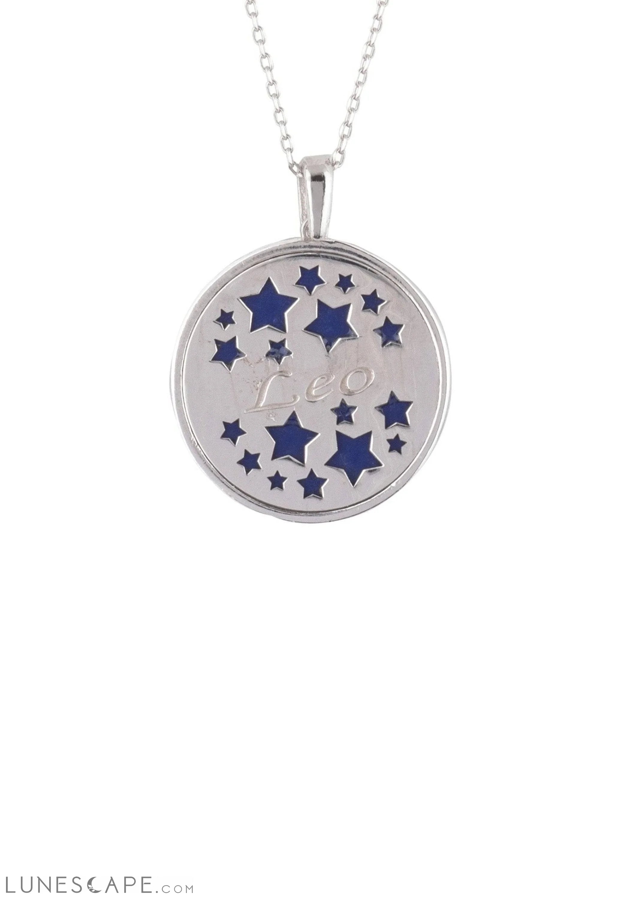 Zodiac Lapis Lazuli Gemstone Star Constellation Pendant Necklace Silver Leo LUNESCAPE