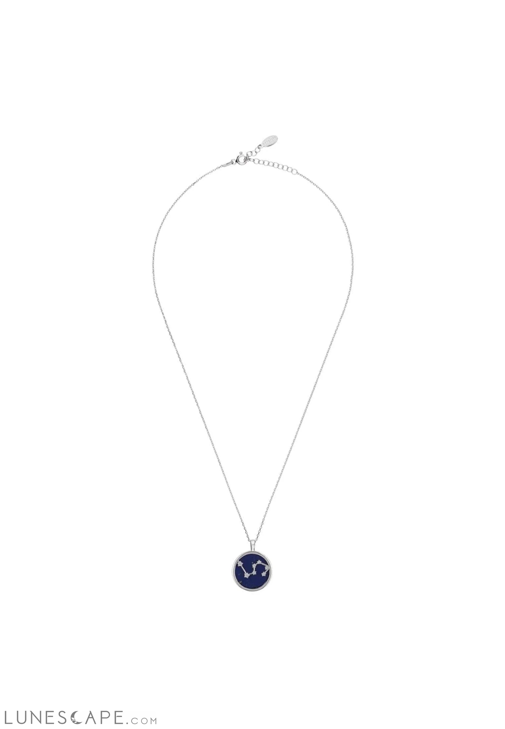 Zodiac Lapis Lazuli Gemstone Star Constellation Pendant Necklace Silver Leo LUNESCAPE