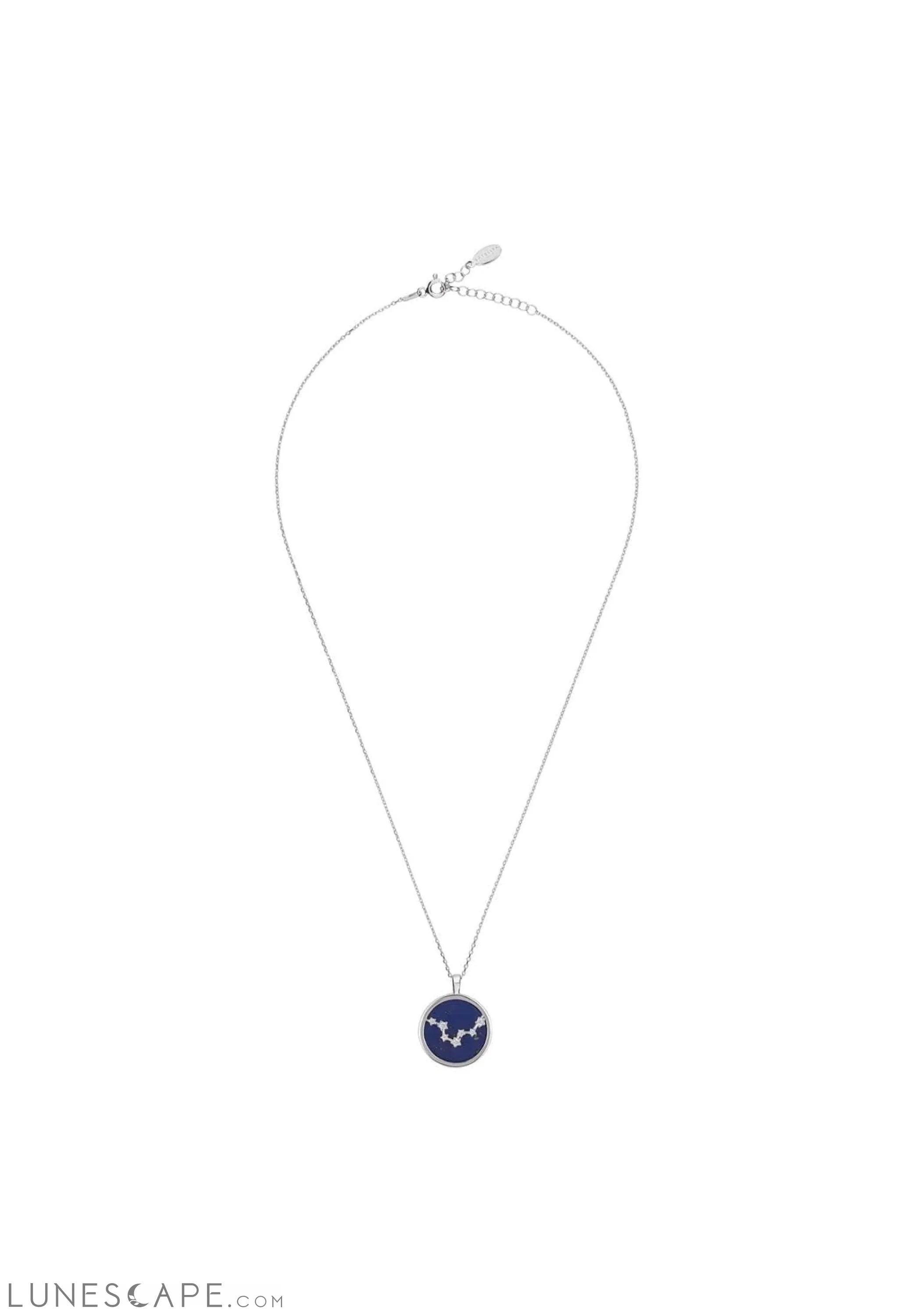 Zodiac Lapis Lazuli Gemstone Star Constellation Pendant Necklace Silver Pisces LUNESCAPE