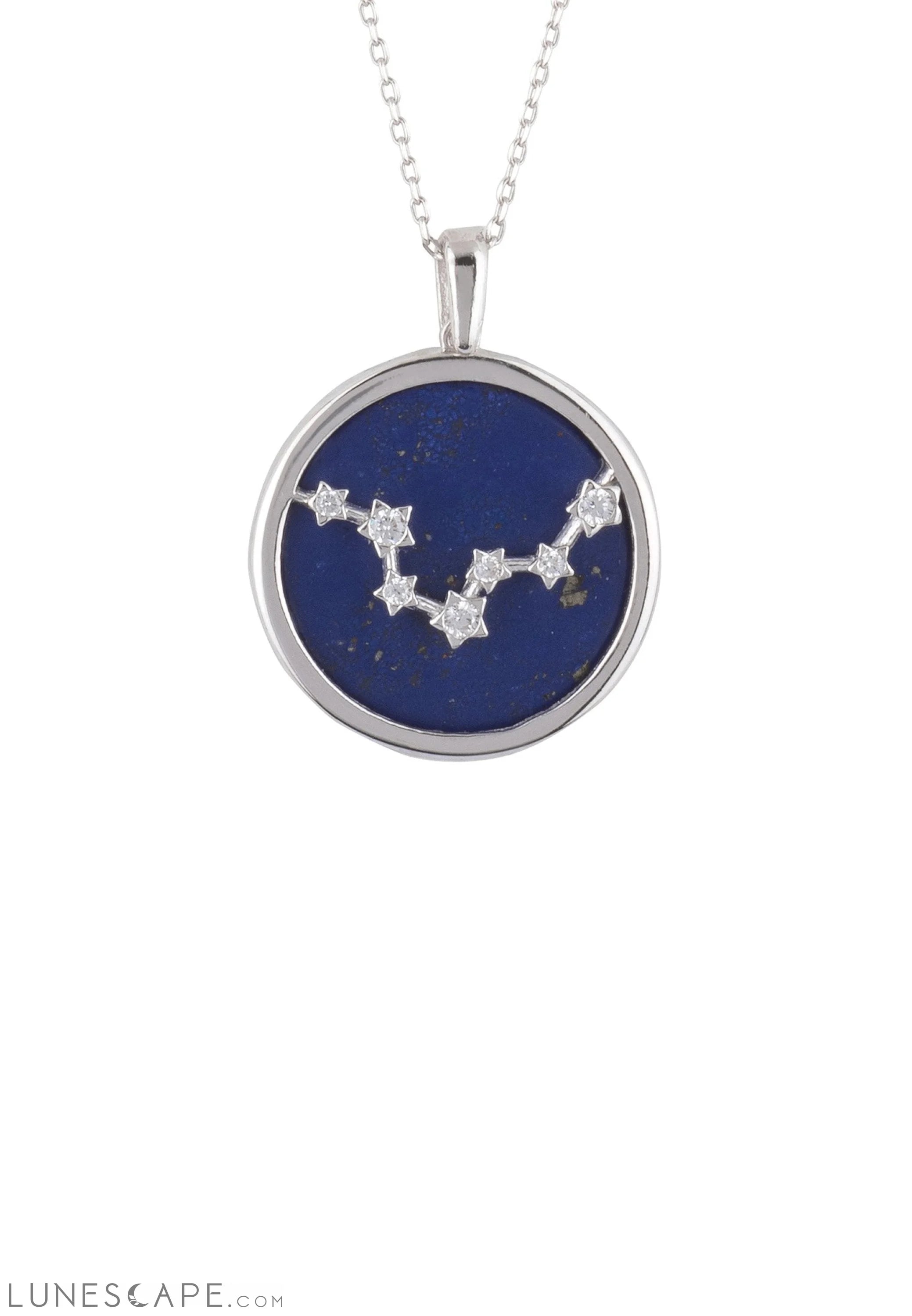 Zodiac Lapis Lazuli Gemstone Star Constellation Pendant Necklace Silver Pisces LUNESCAPE