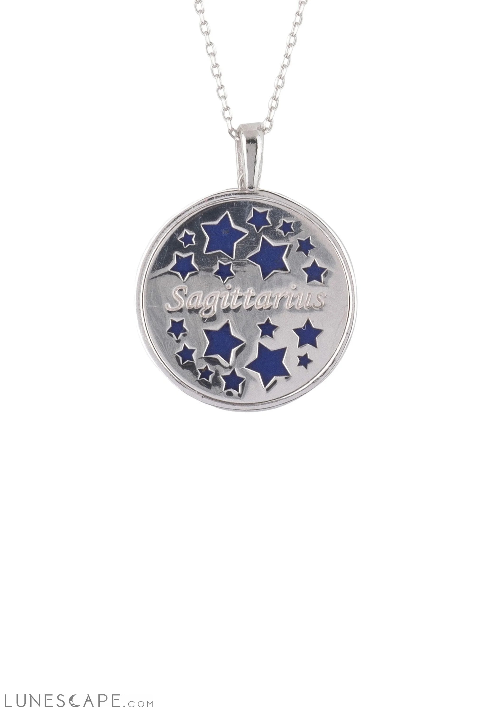Zodiac Lapis Lazuli Gemstone Star Constellation Pendant Necklace Silver Sagittarius LUNESCAPE