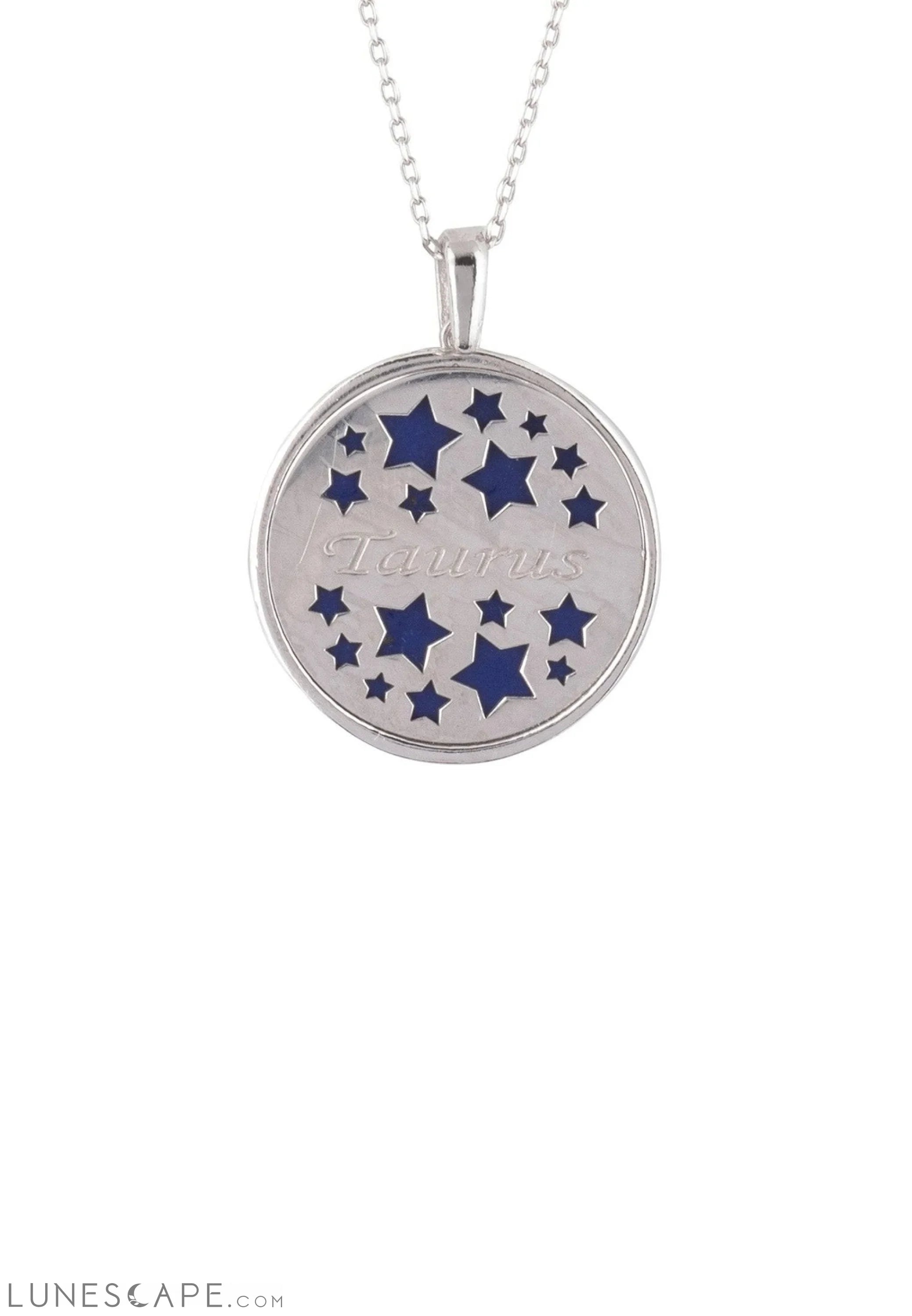 Zodiac Lapis Lazuli Gemstone Star Constellation Pendant Necklace Silver Taurus LUNESCAPE