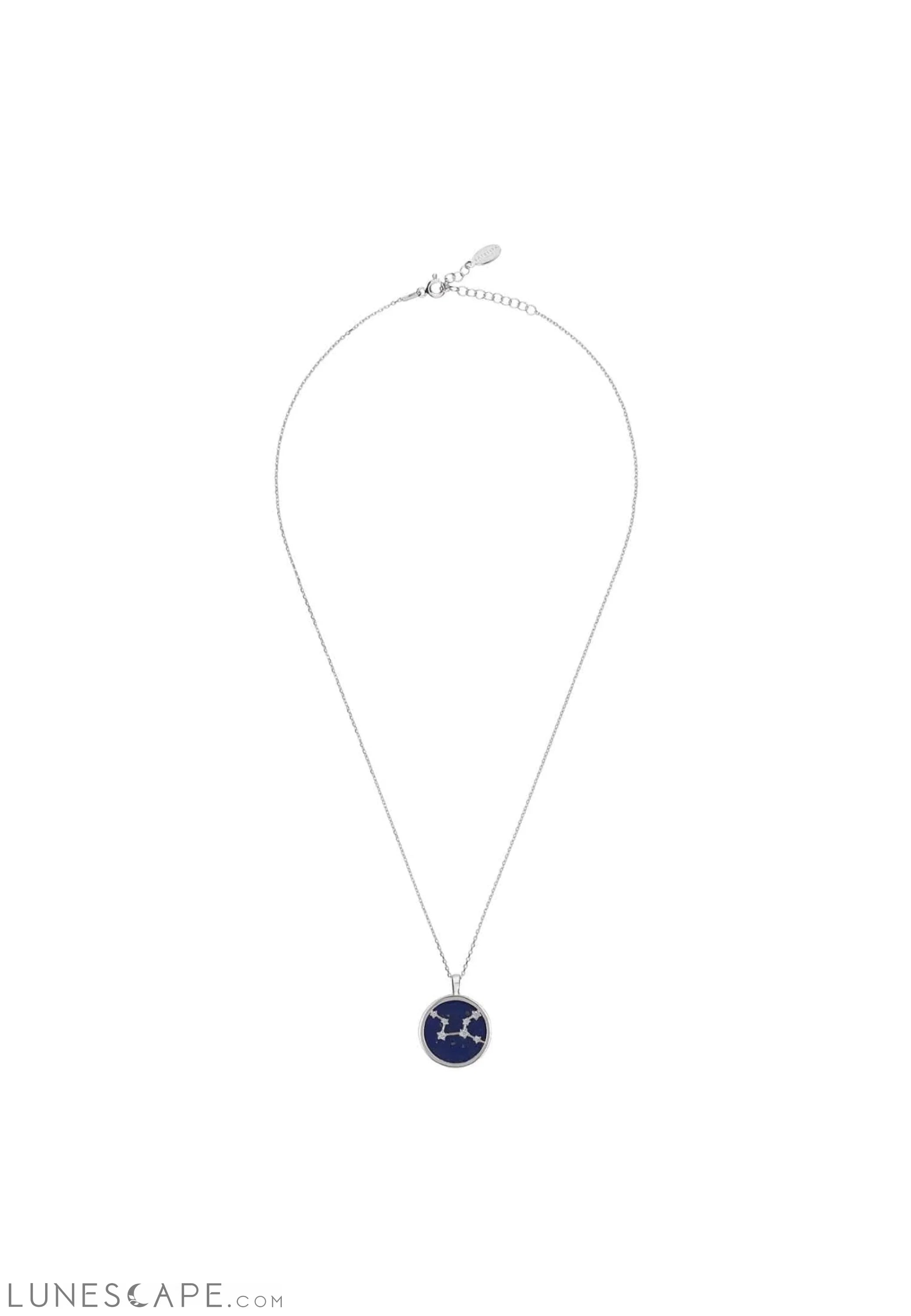 Zodiac Lapis Lazuli Gemstone Star Constellation Pendant Necklace Silver Virgo LUNESCAPE