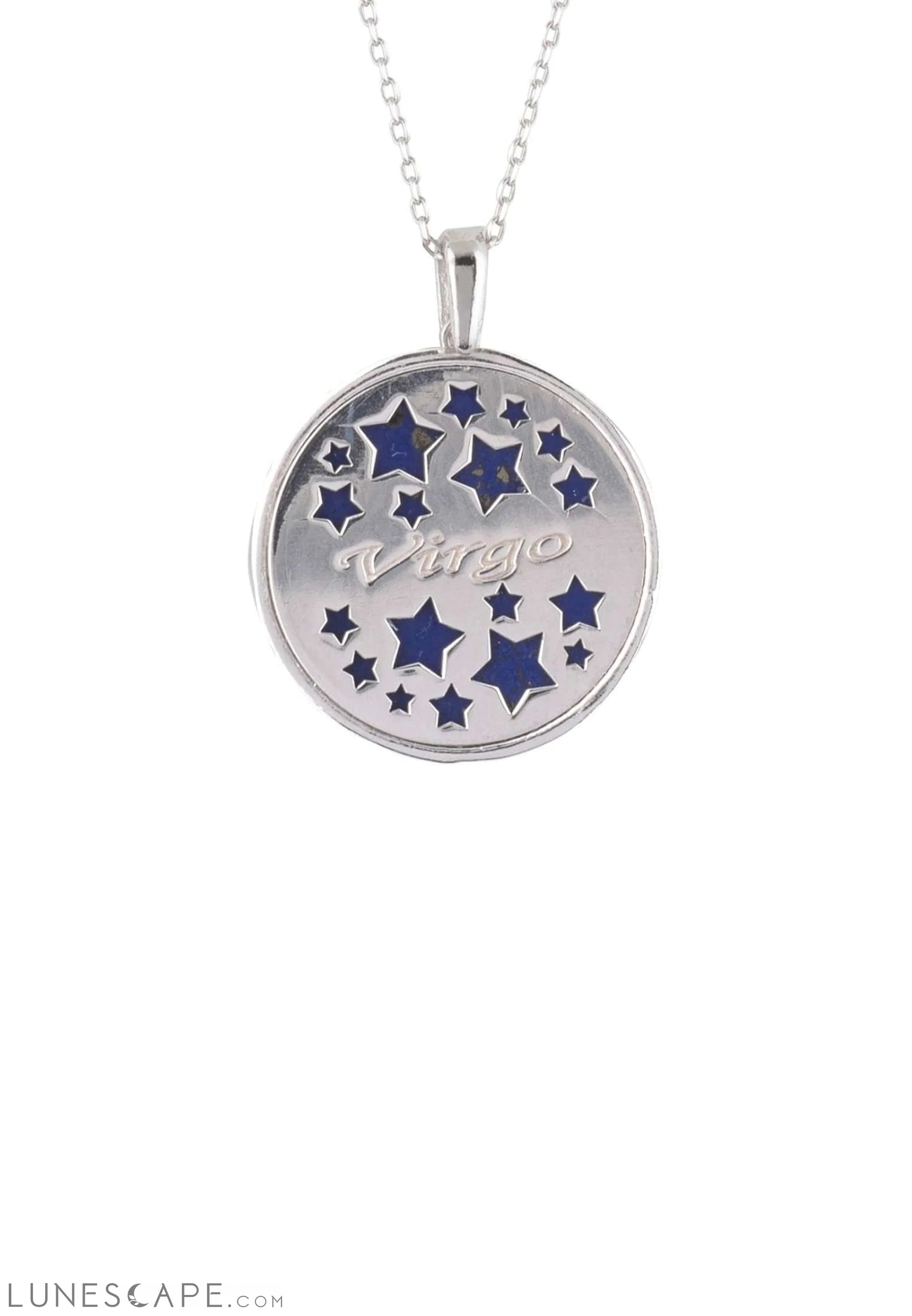 Zodiac Lapis Lazuli Gemstone Star Constellation Pendant Necklace Silver Virgo LUNESCAPE