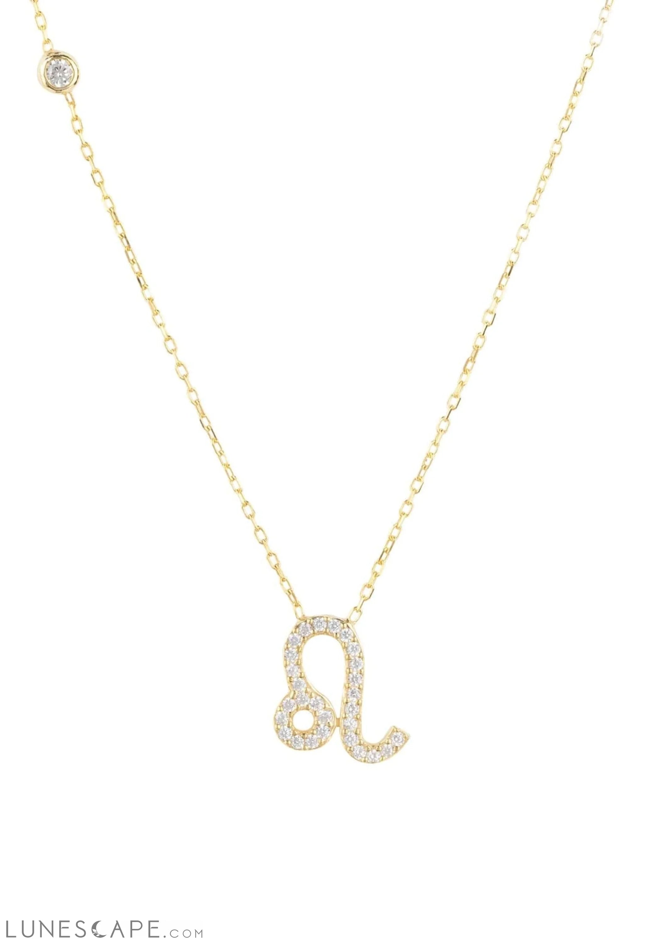 Zodiac Star Sign Pendant Necklace Gold Leo LUNESCAPE
