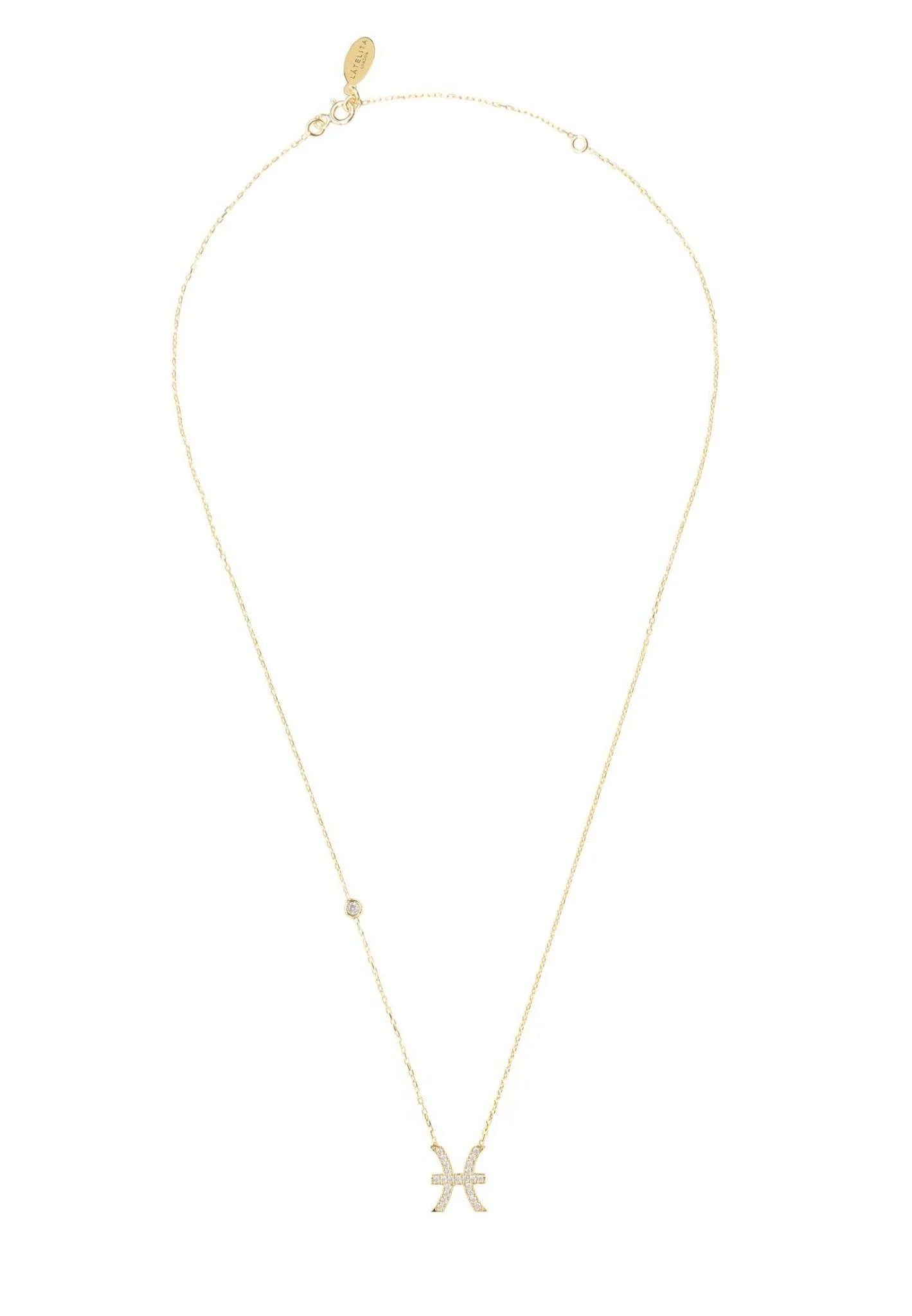 Zodiac Star Sign Pendant Necklace Gold Pisces LUNESCAPE