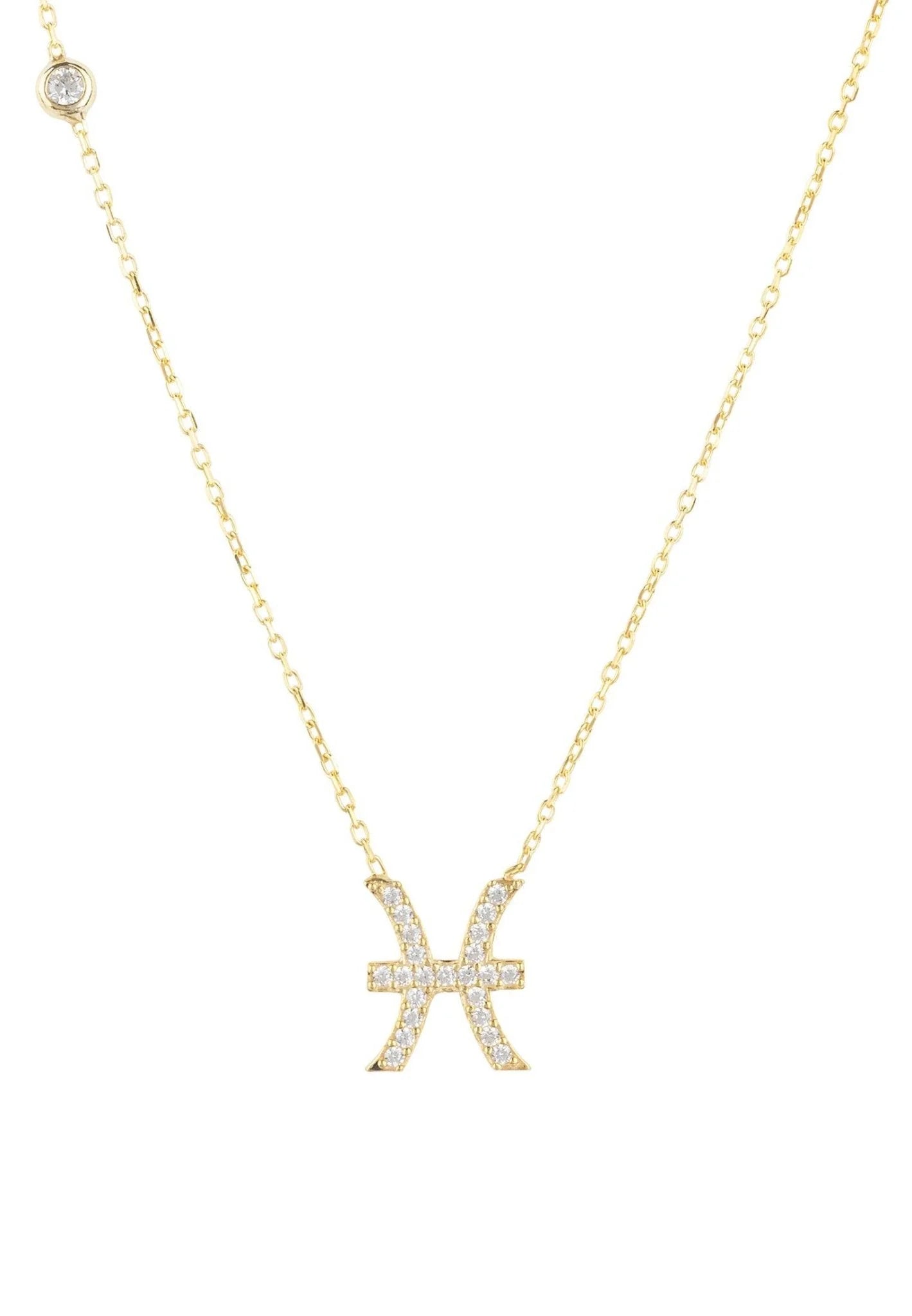 Zodiac Star Sign Pendant Necklace Gold Pisces LUNESCAPE