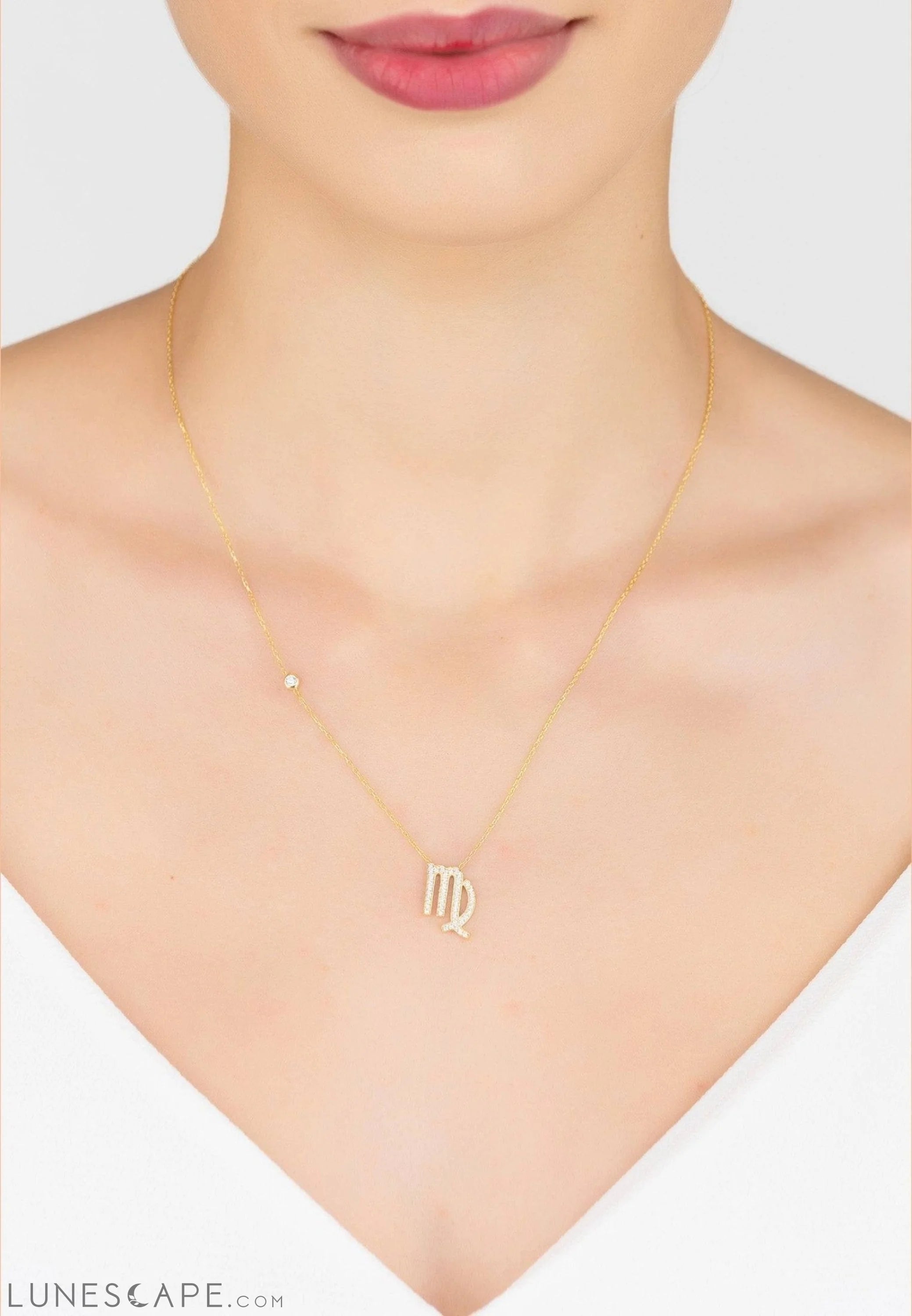 Zodiac Star Sign Pendant Necklace Gold Virgo LUNESCAPE