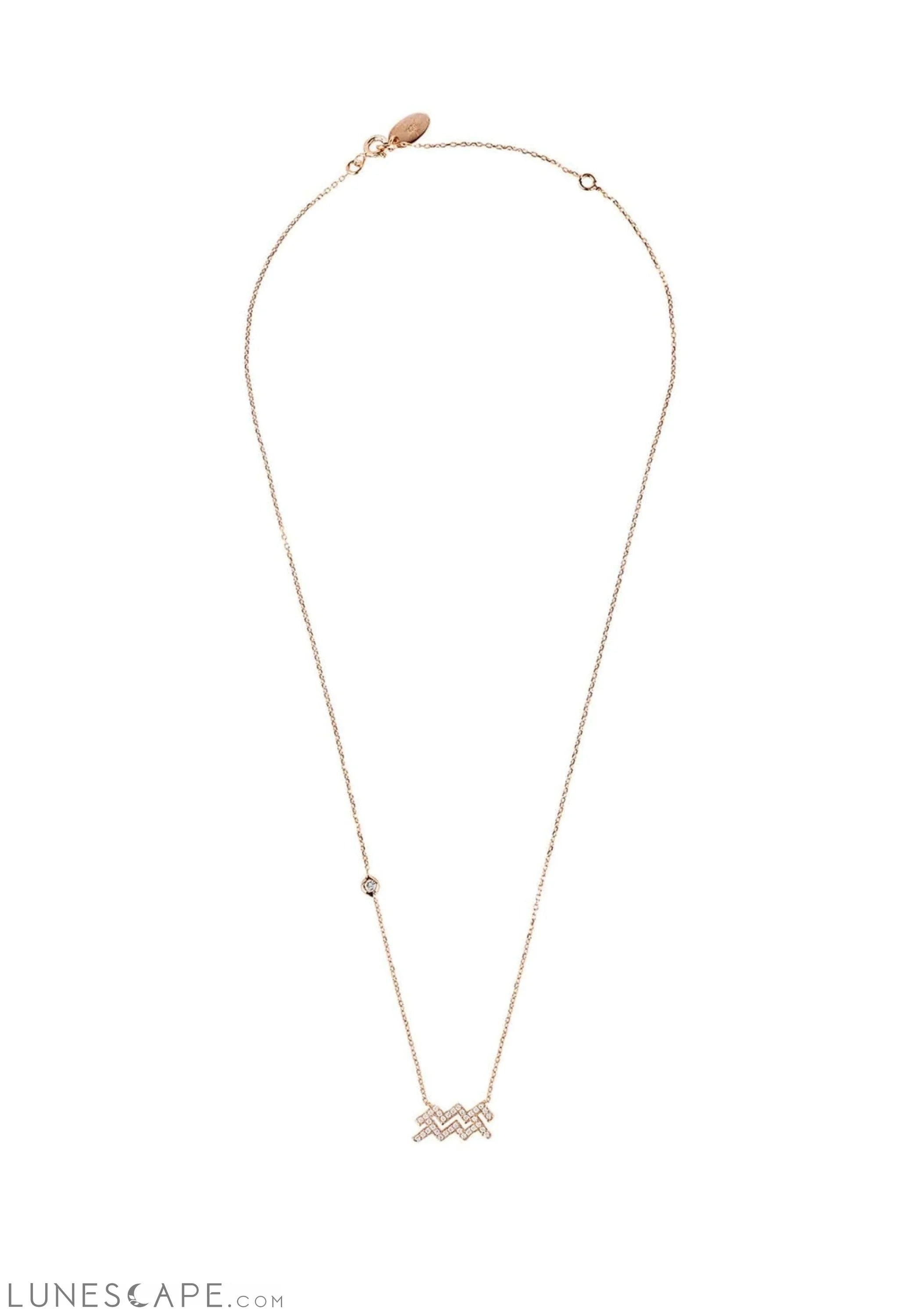 Zodiac Star Sign Pendant Necklace Rose Gold Aquarius LUNESCAPE
