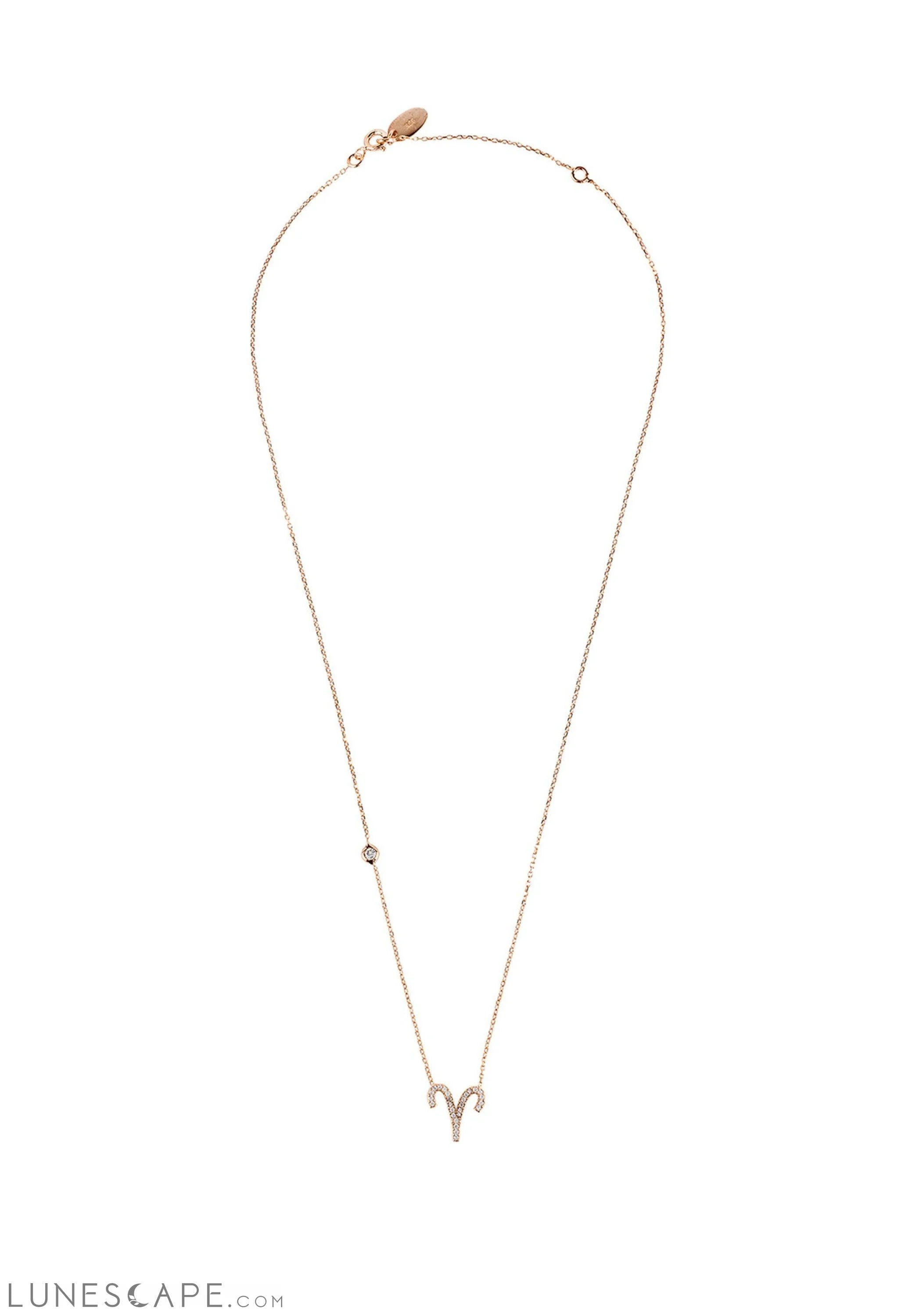 Zodiac Star Sign Pendant Necklace Rose Gold Aries LUNESCAPE