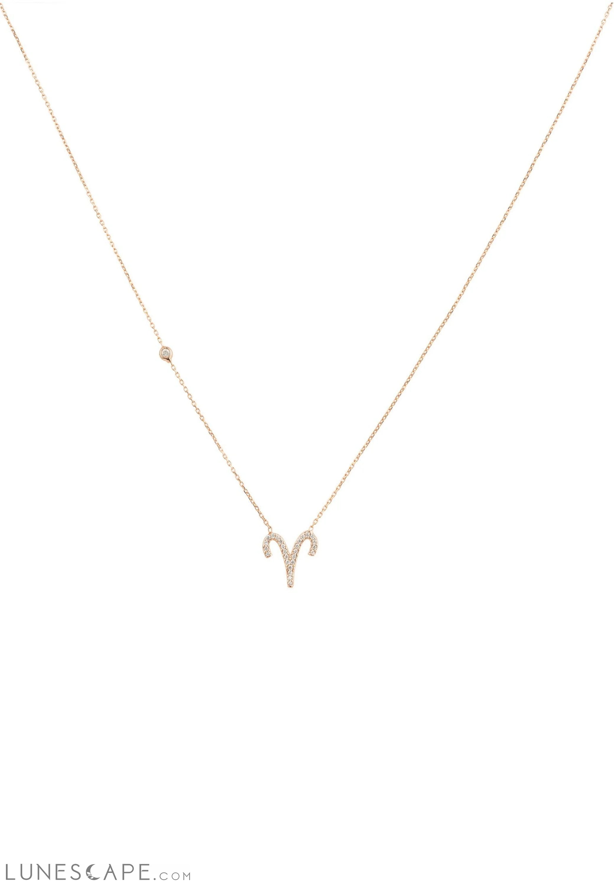 Zodiac Star Sign Pendant Necklace Rose Gold Aries LUNESCAPE