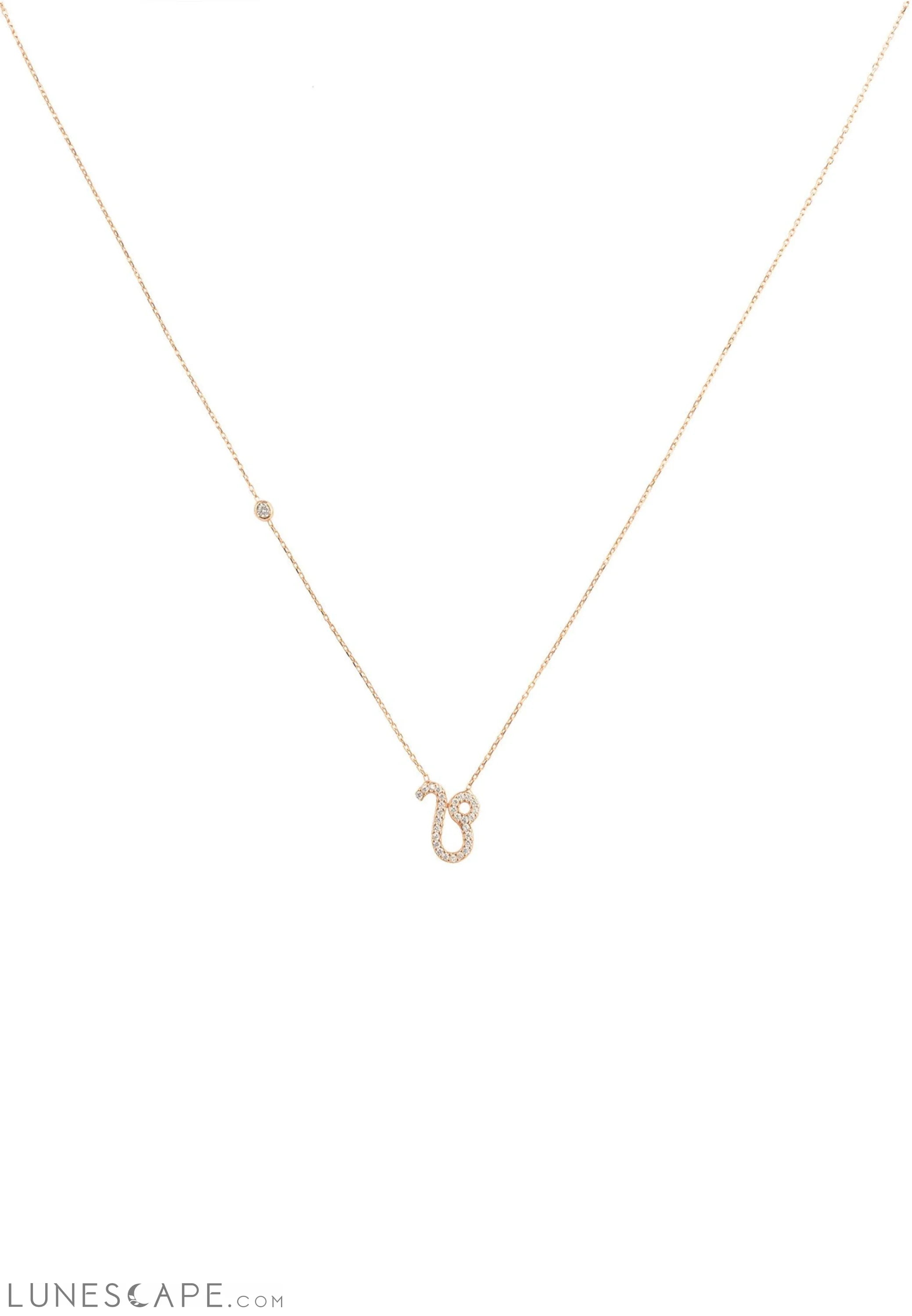 Zodiac Star Sign Pendant Necklace Rose Gold Leo LUNESCAPE