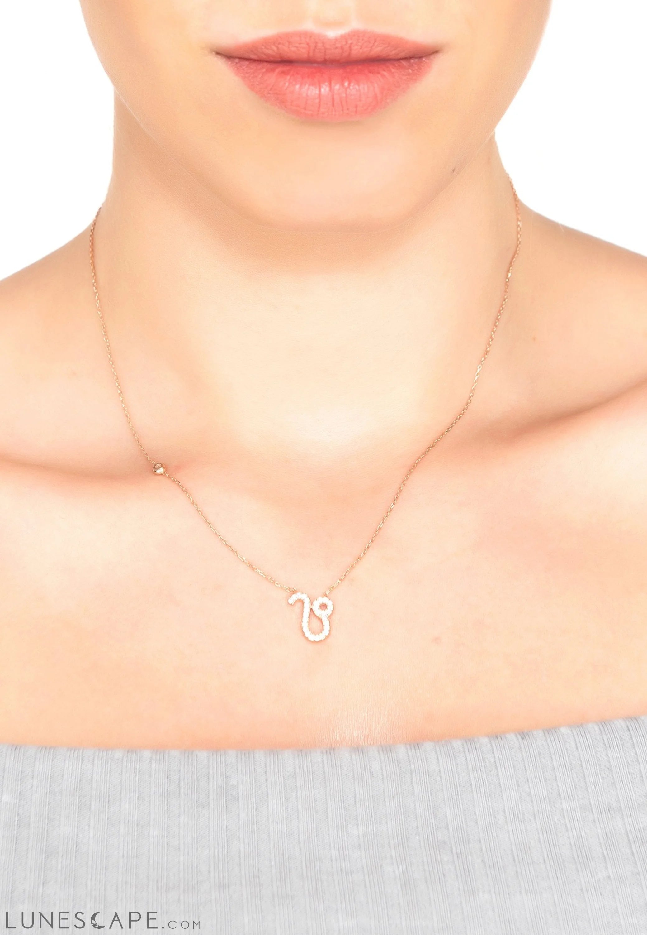 Zodiac Star Sign Pendant Necklace Rose Gold Leo LUNESCAPE