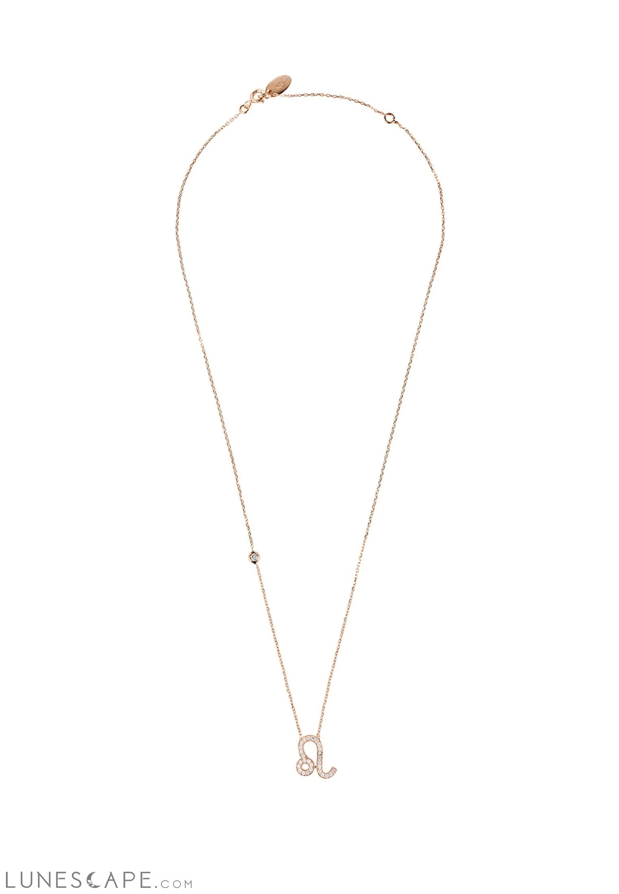 Zodiac Star Sign Pendant Necklace Rose Gold Leo LUNESCAPE