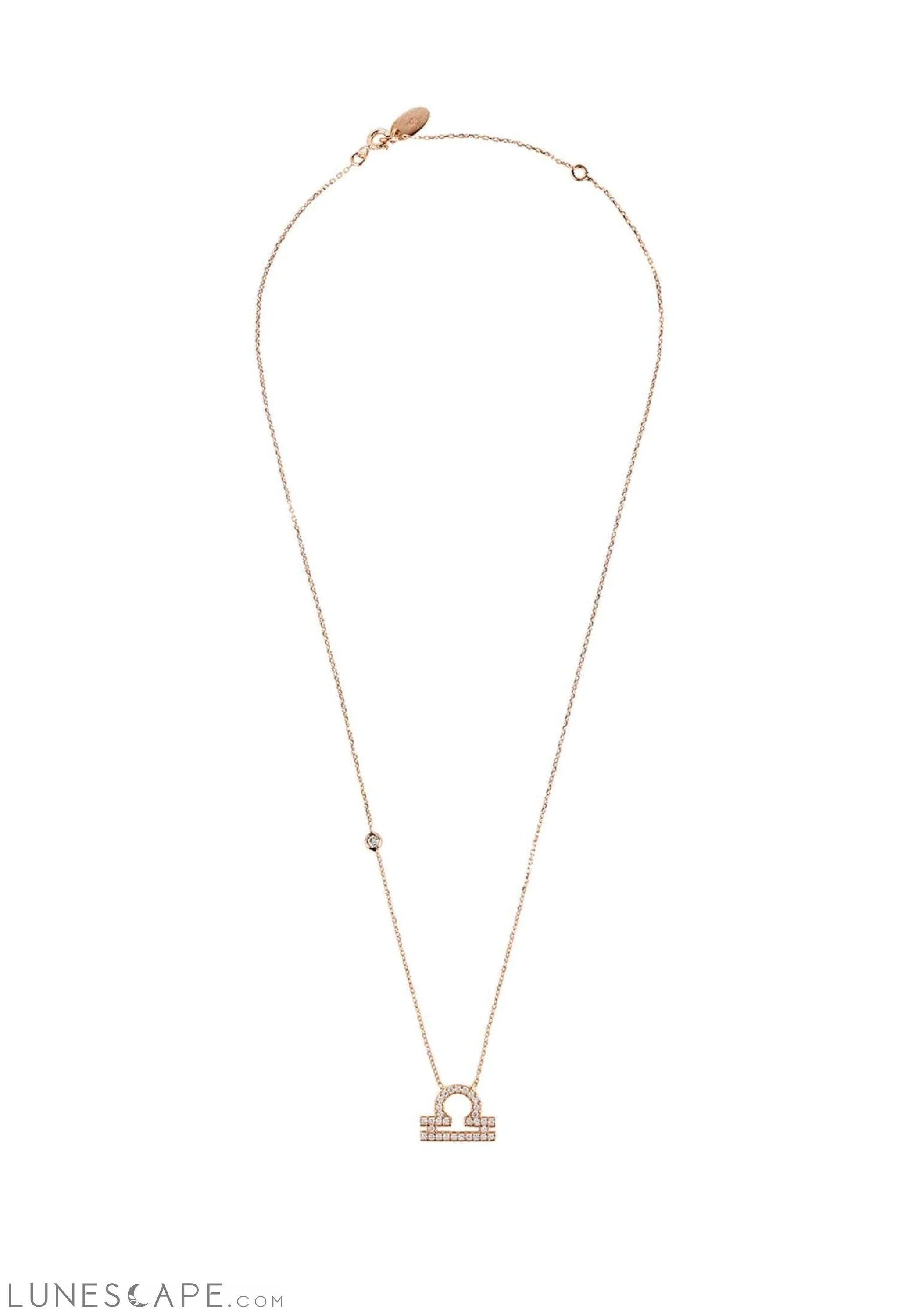 Zodiac Star Sign Pendant Necklace Rose Gold Libra LUNESCAPE