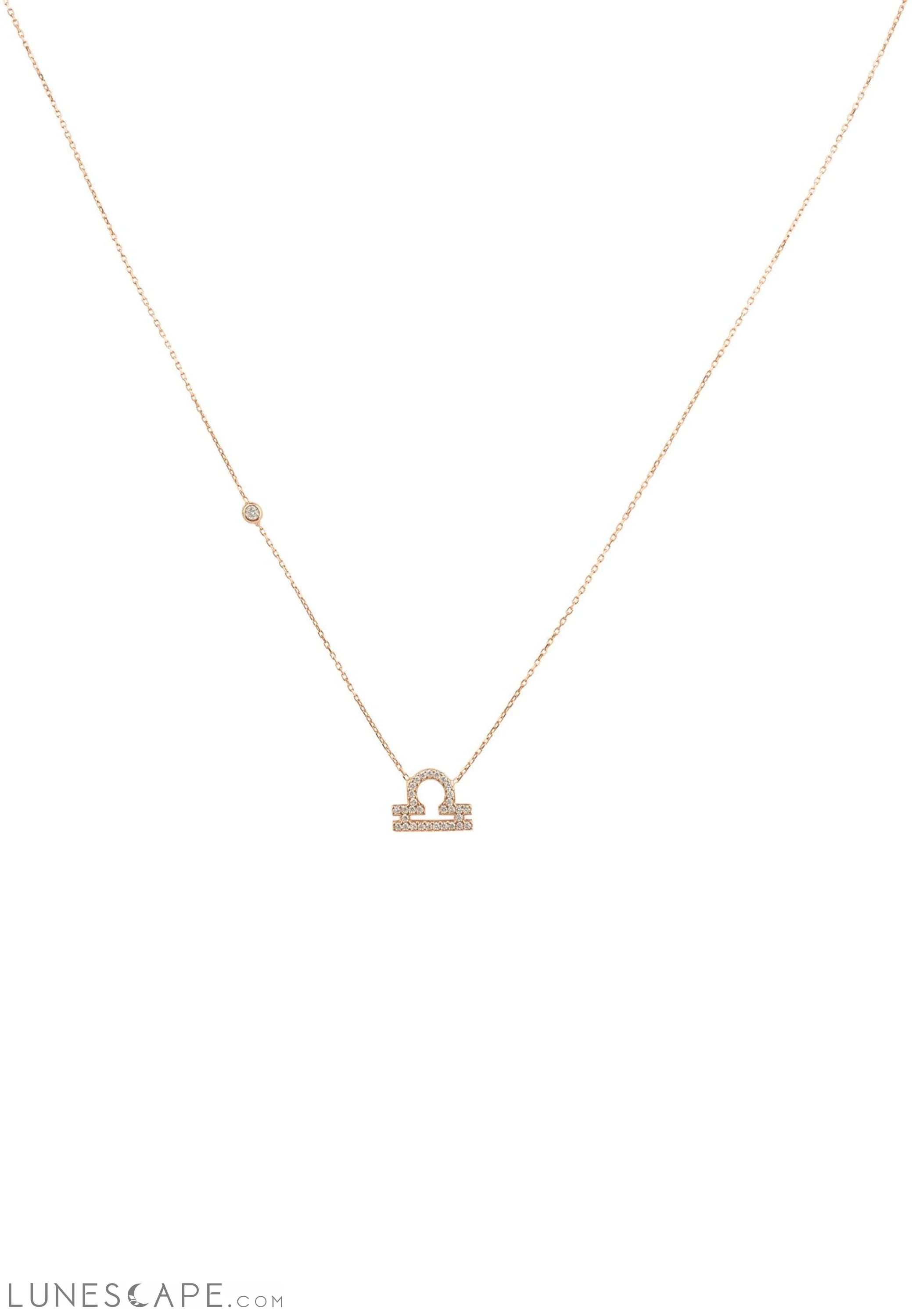 Zodiac Star Sign Pendant Necklace Rose Gold Libra LUNESCAPE