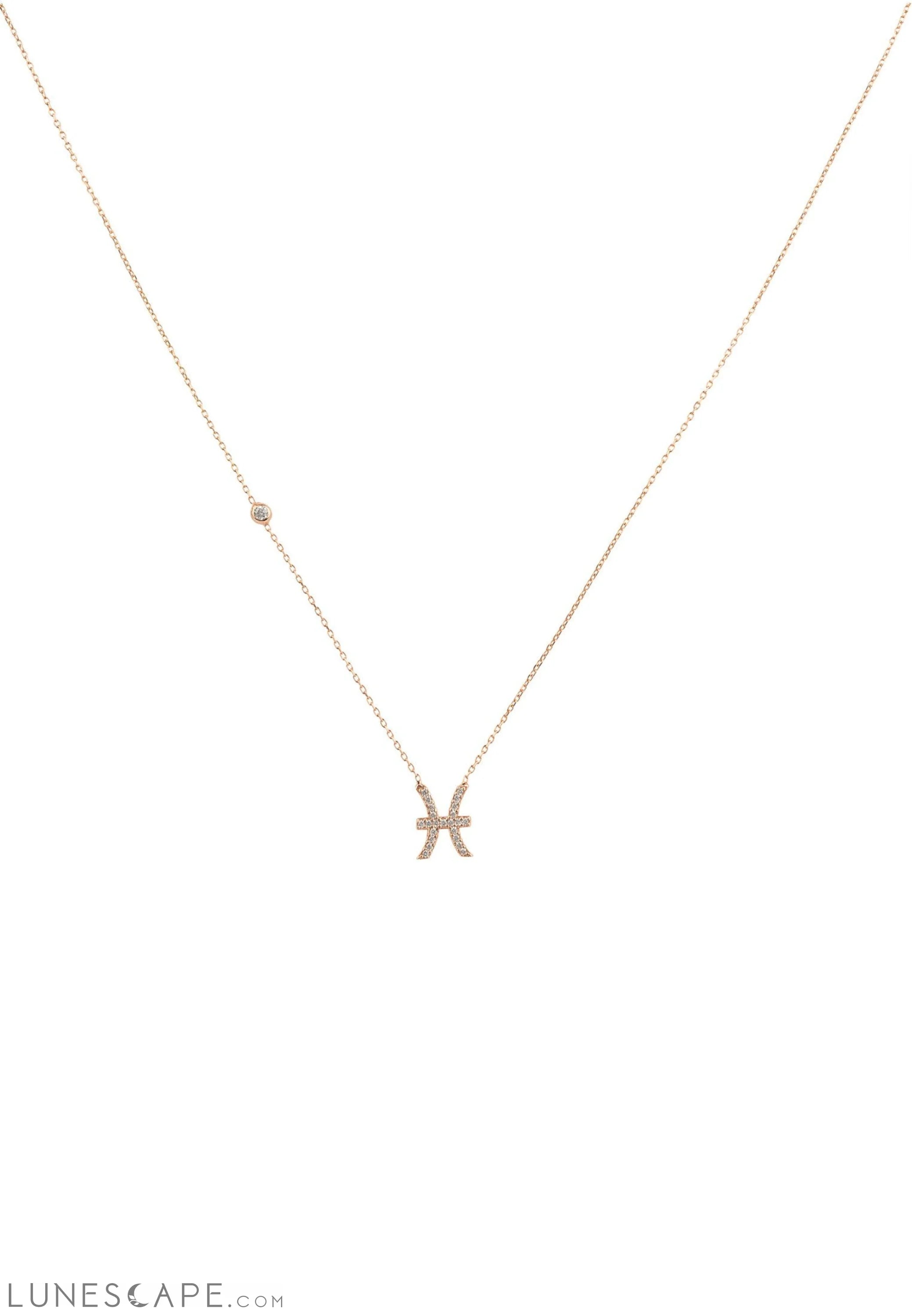 Zodiac Star Sign Pendant Necklace Rose Gold Pisces LUNESCAPE