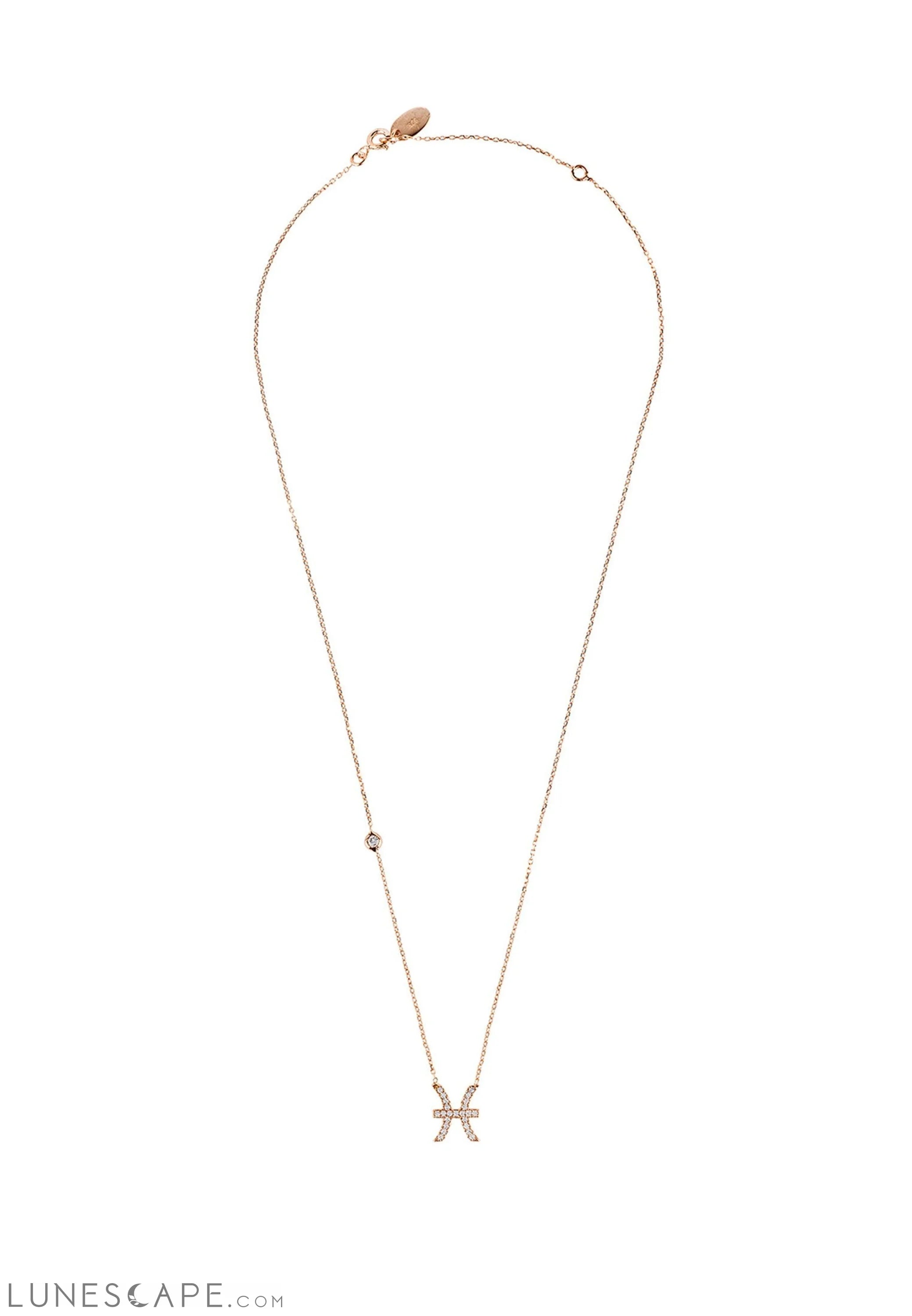 Zodiac Star Sign Pendant Necklace Rose Gold Pisces LUNESCAPE