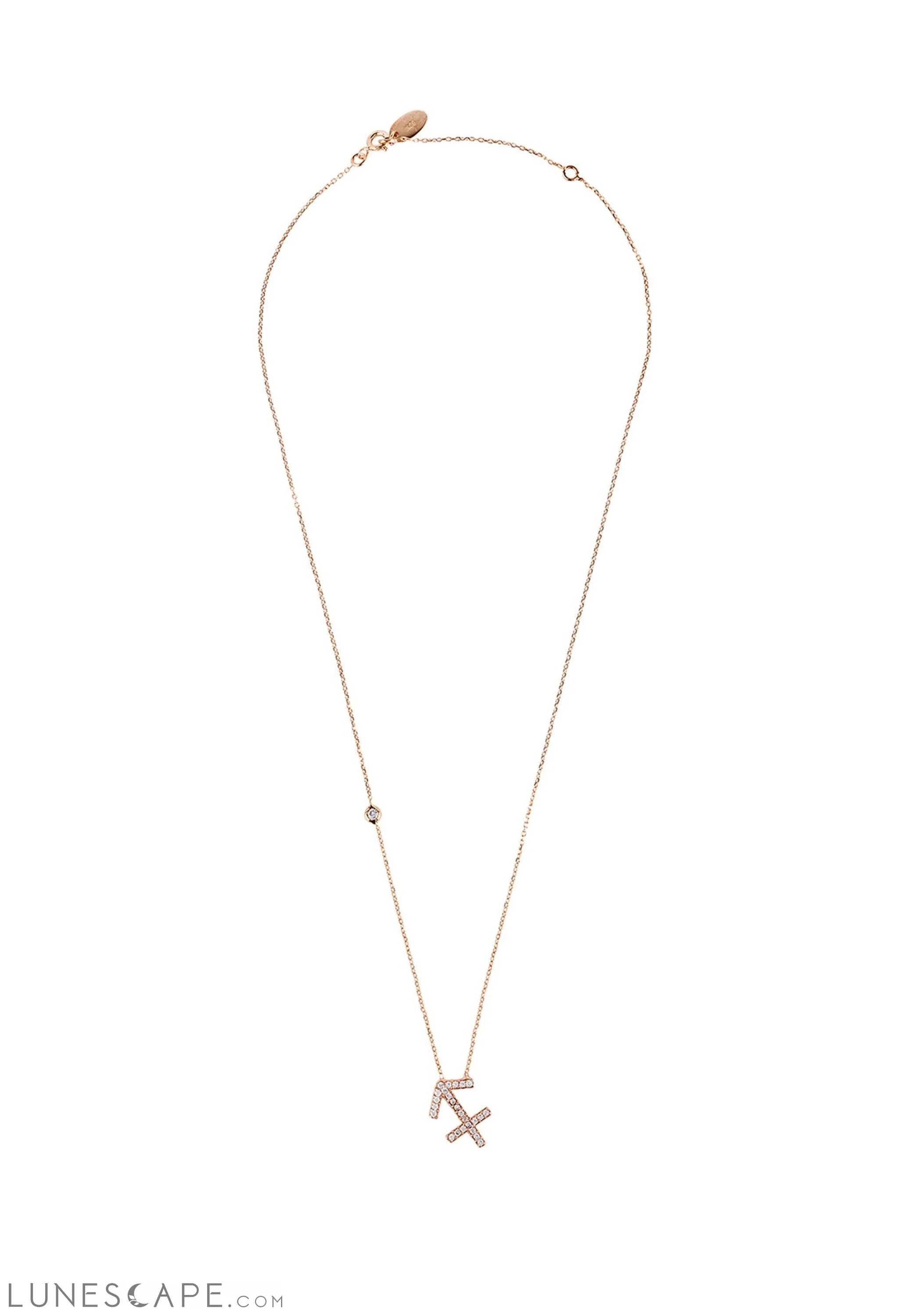 Zodiac Star Sign Pendant Necklace Rose Gold Sagittarius LUNESCAPE