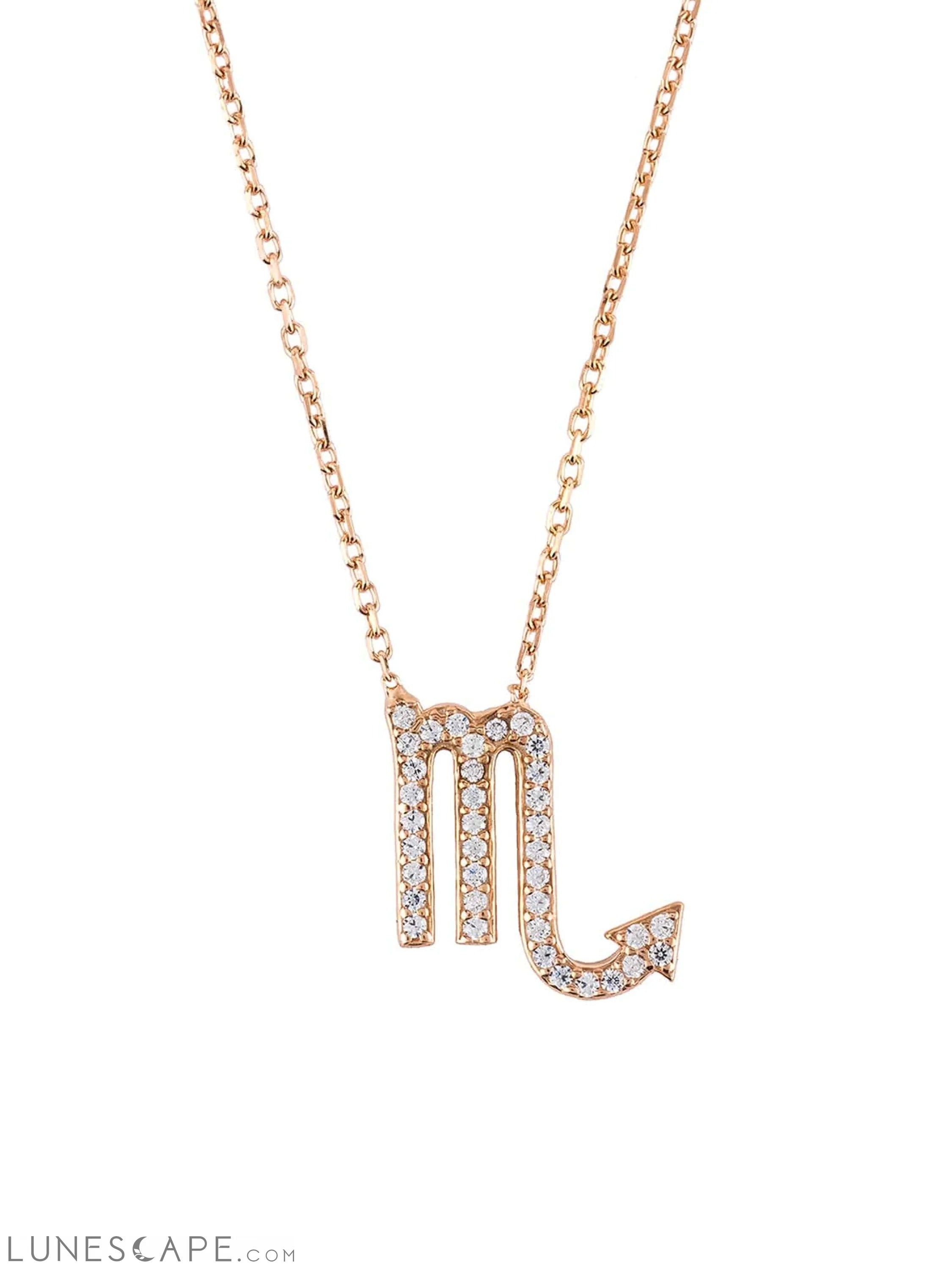 Zodiac Star Sign Pendant Necklace Rose Gold Scorpio LUNESCAPE