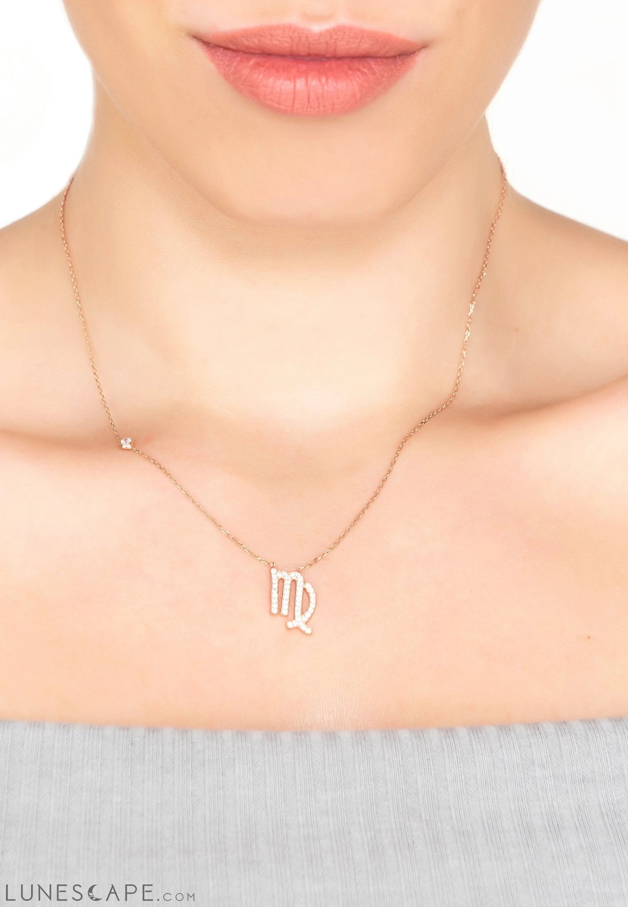 Zodiac Star Sign Pendant Necklace Rose Gold Scorpio LUNESCAPE