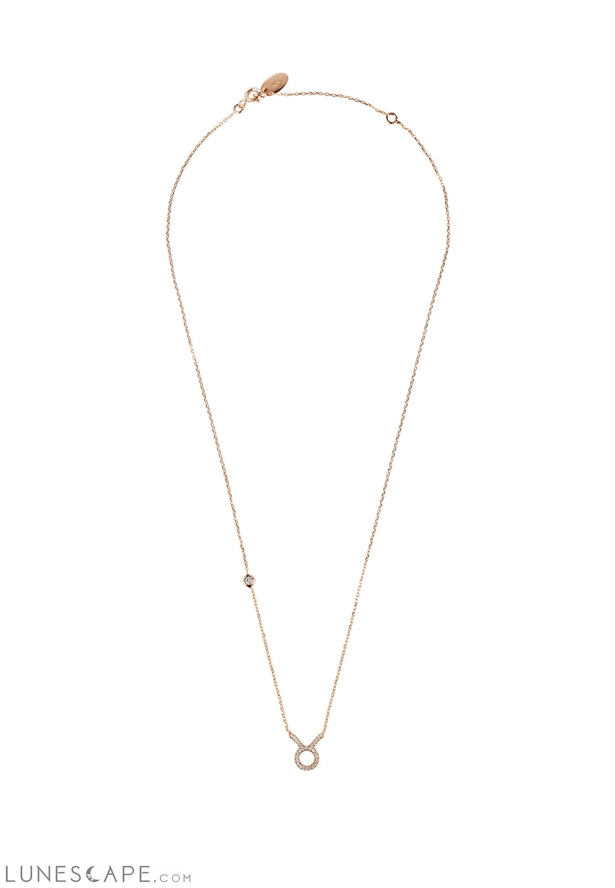 Zodiac Star Sign Pendant Necklace Rose Gold Taurus LUNESCAPE