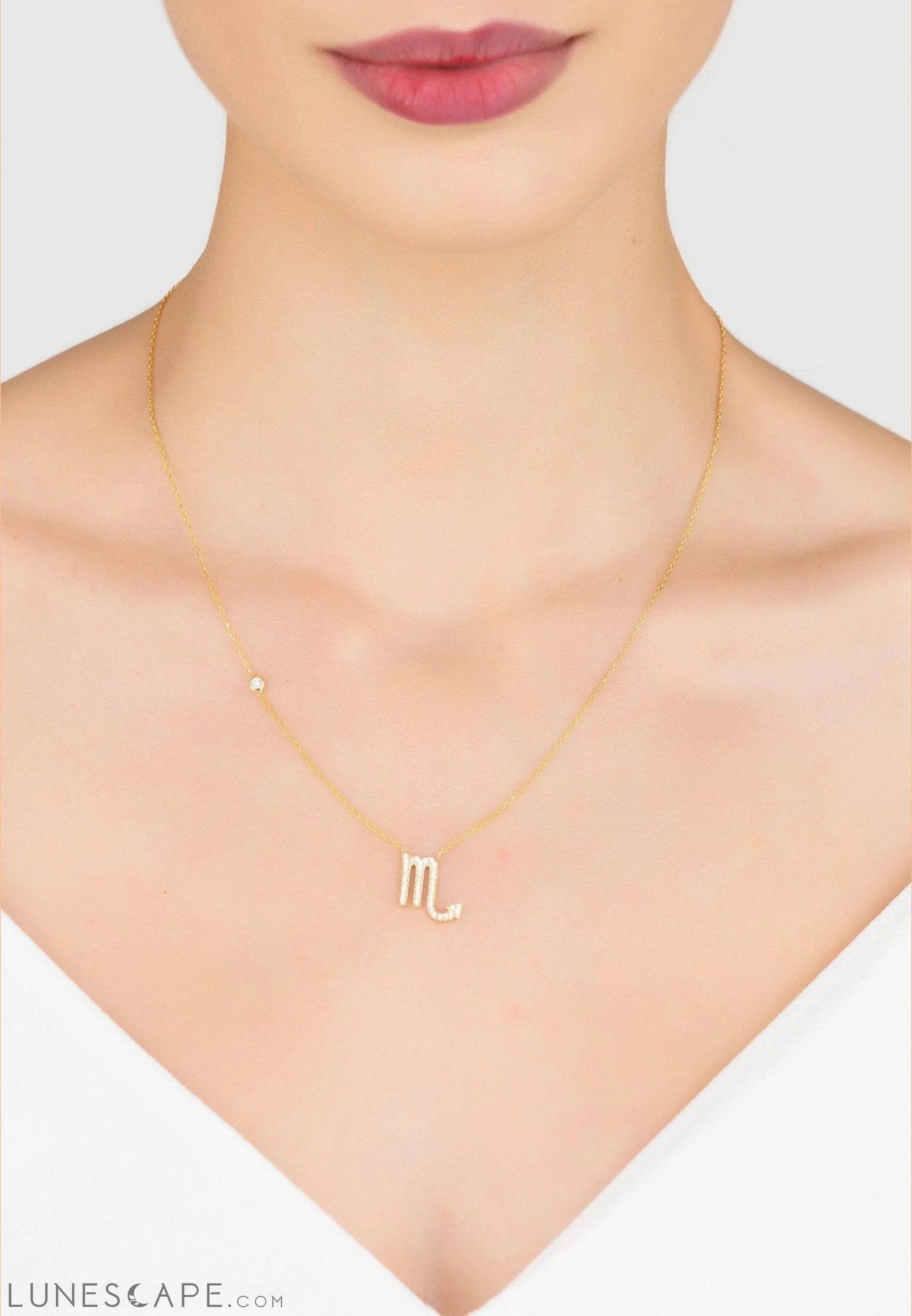 Zodiac Star Sign Pendant Necklace Silver Scorpio LUNESCAPE