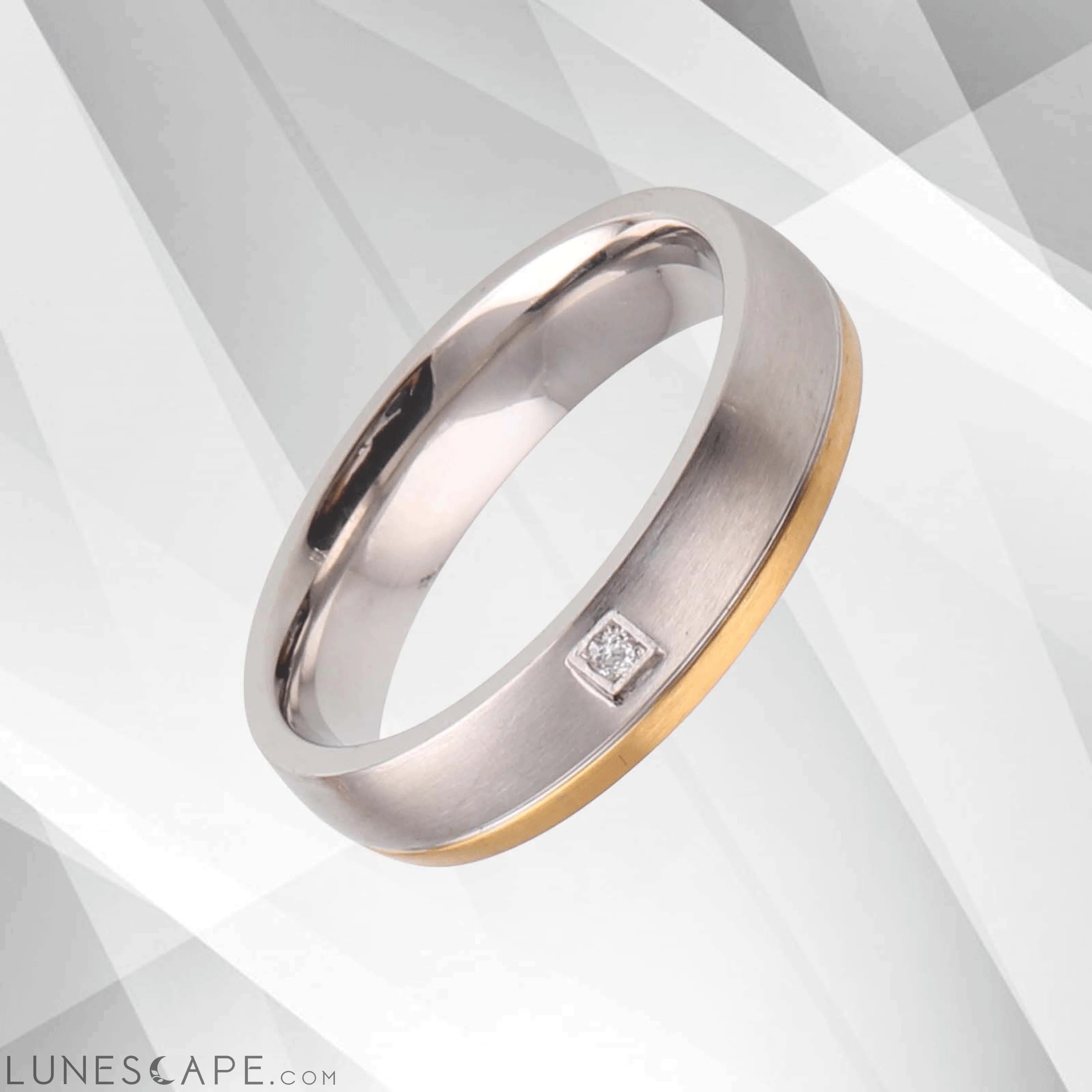 0.35Ct C Z Diamond 18Ct Yellow And White Gold Over Titanium LUNESCAPE