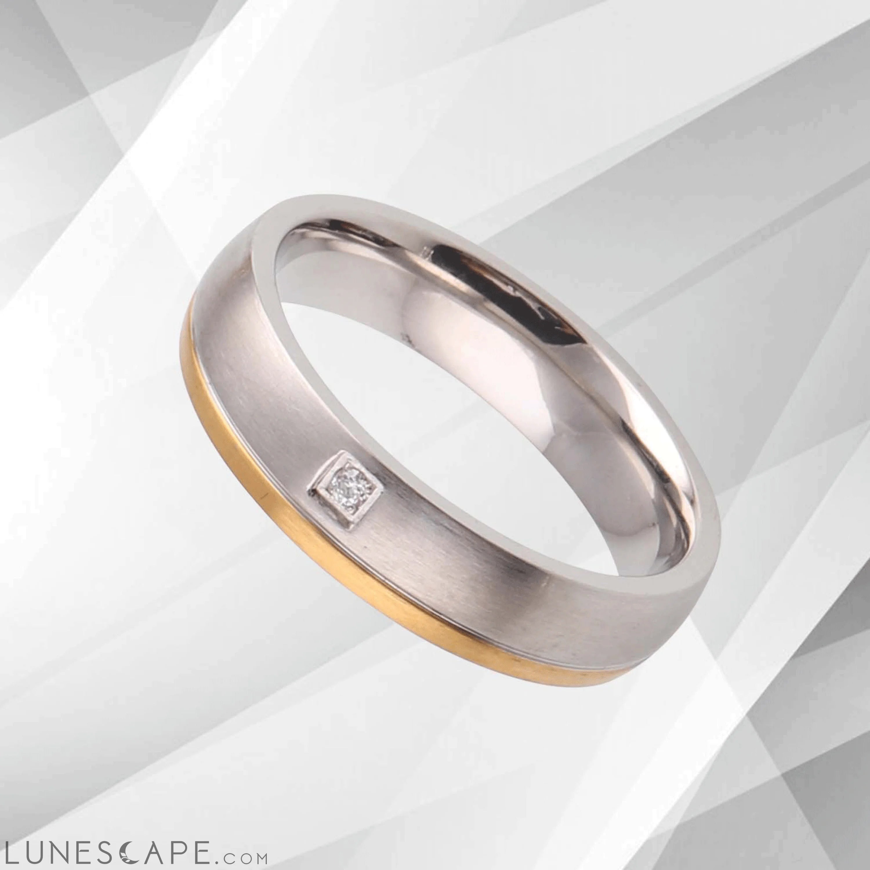 0.35Ct C Z Diamond 18Ct Yellow And White Gold Over Titanium LUNESCAPE