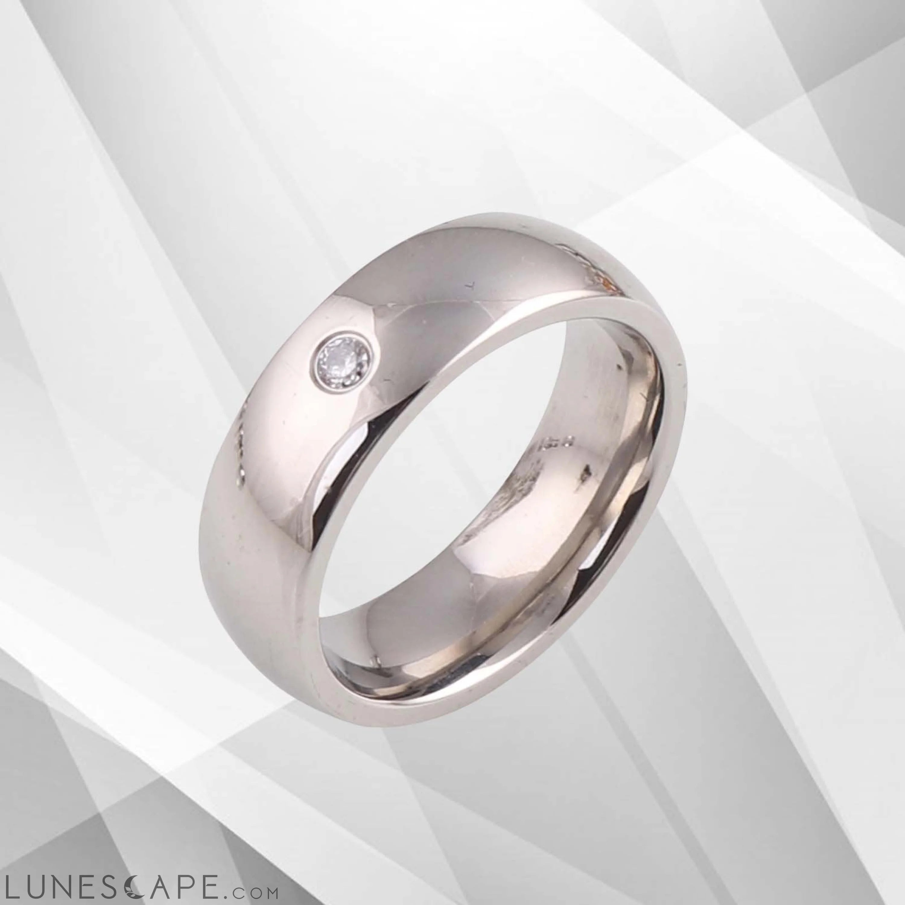 0.35Ct C Z Diamond Sparkling Titanium Wedding Band Ring 18Ct White LUNESCAPE