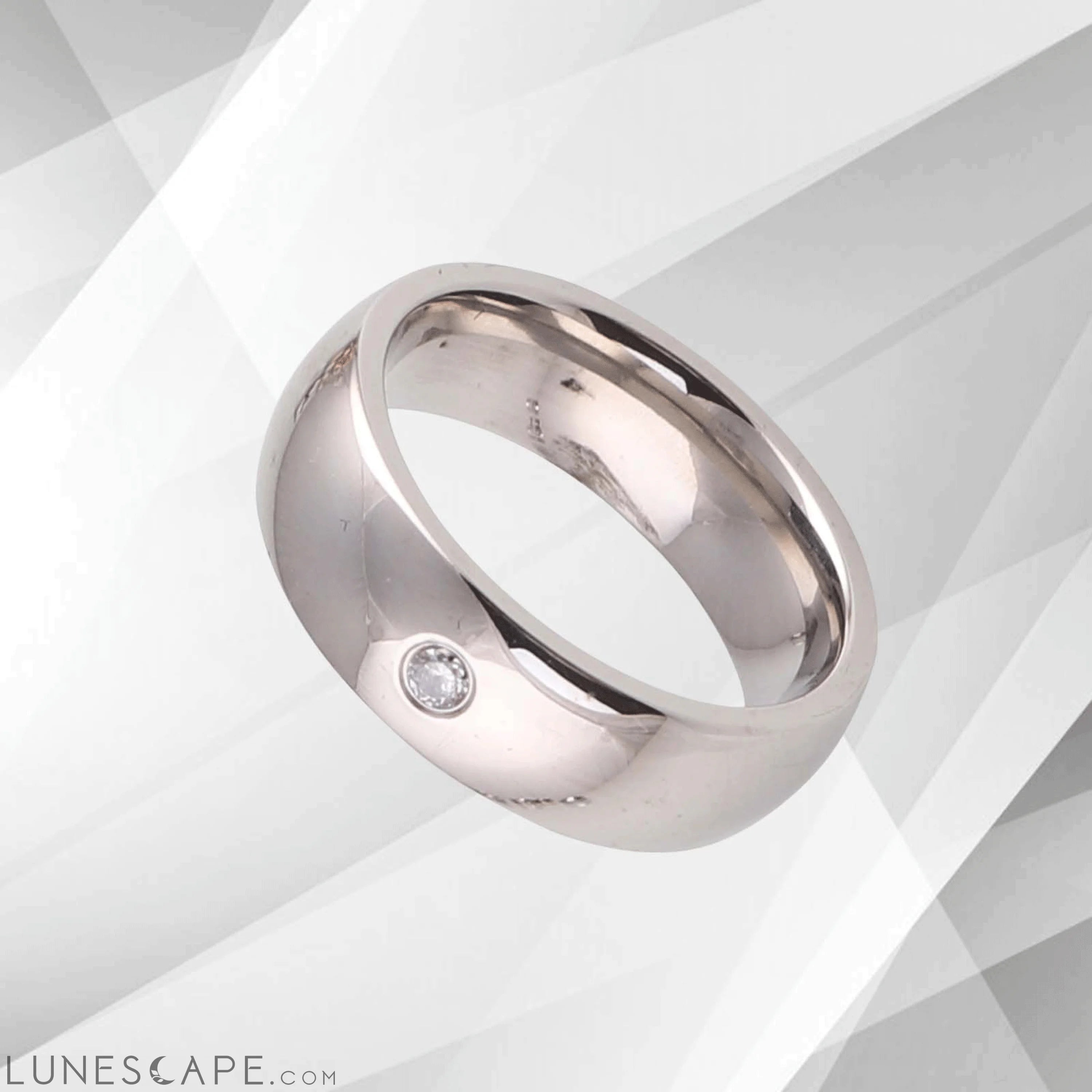 0.35Ct C Z Diamond Sparkling Titanium Wedding Band Ring 18Ct White LUNESCAPE