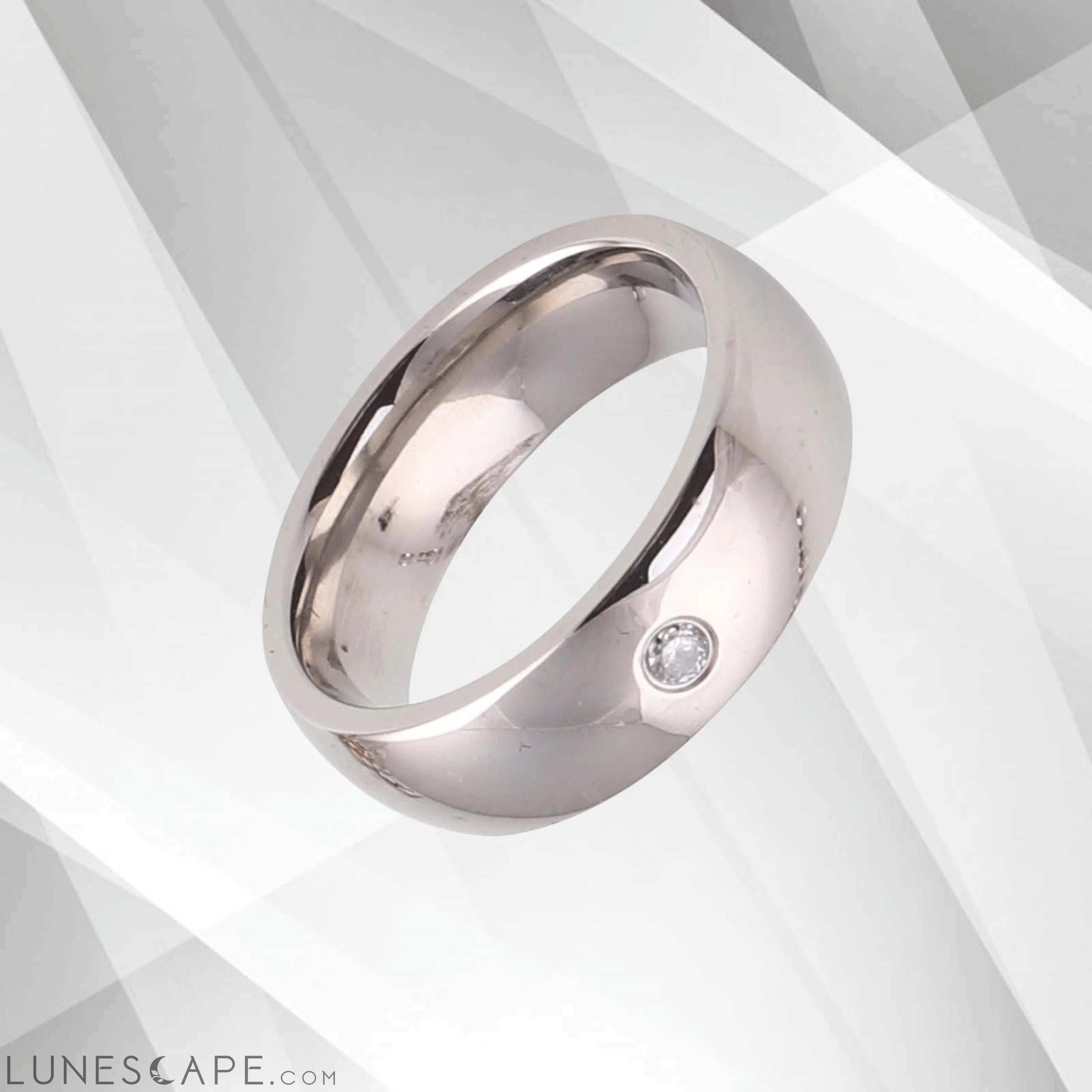 0.35Ct C Z Diamond Sparkling Titanium Wedding Band Ring 18Ct White LUNESCAPE