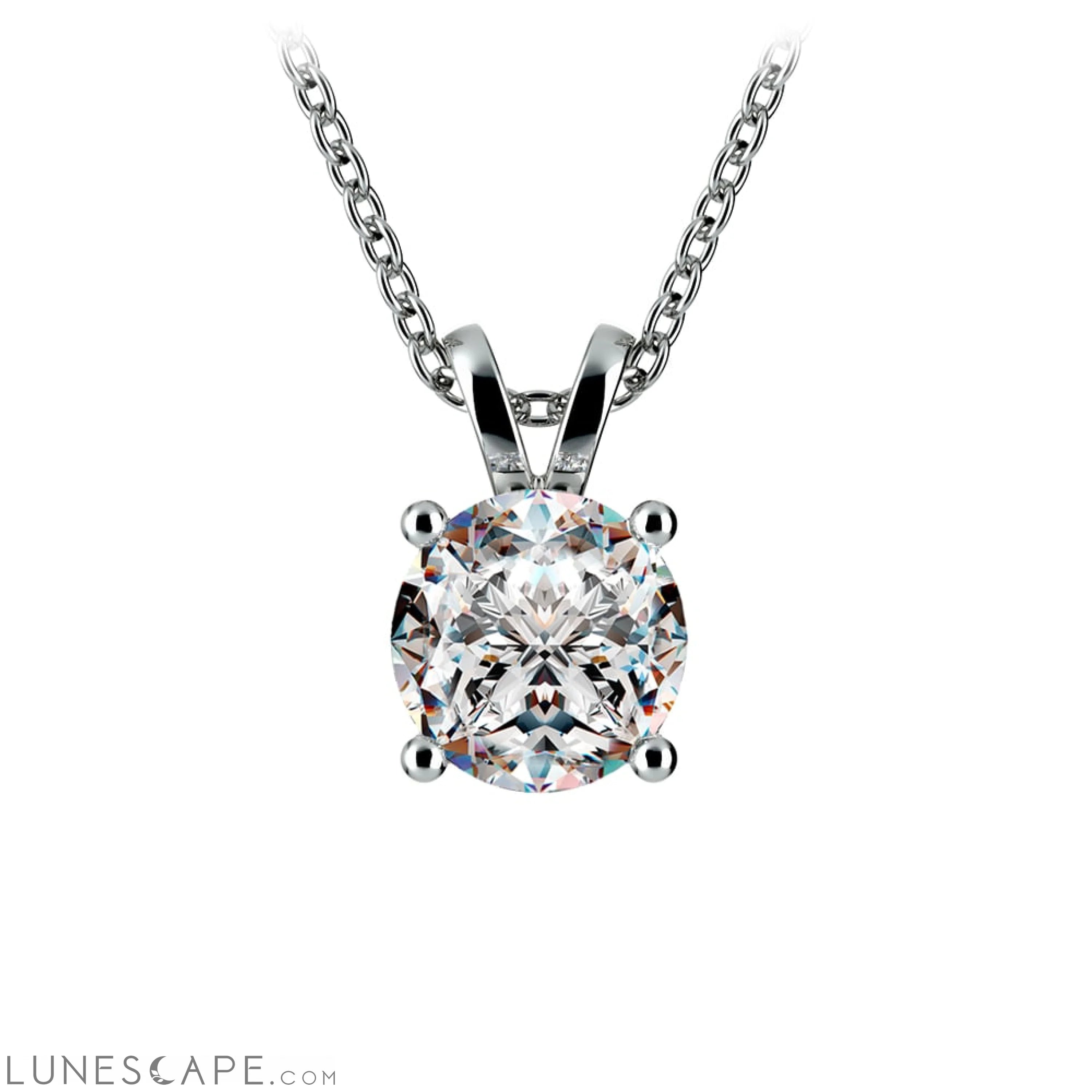 0.5/ 0.75 Ctw Prong Set Round Diamond Pendant in White /Yellow Gold G-Vs LUNESCAPE