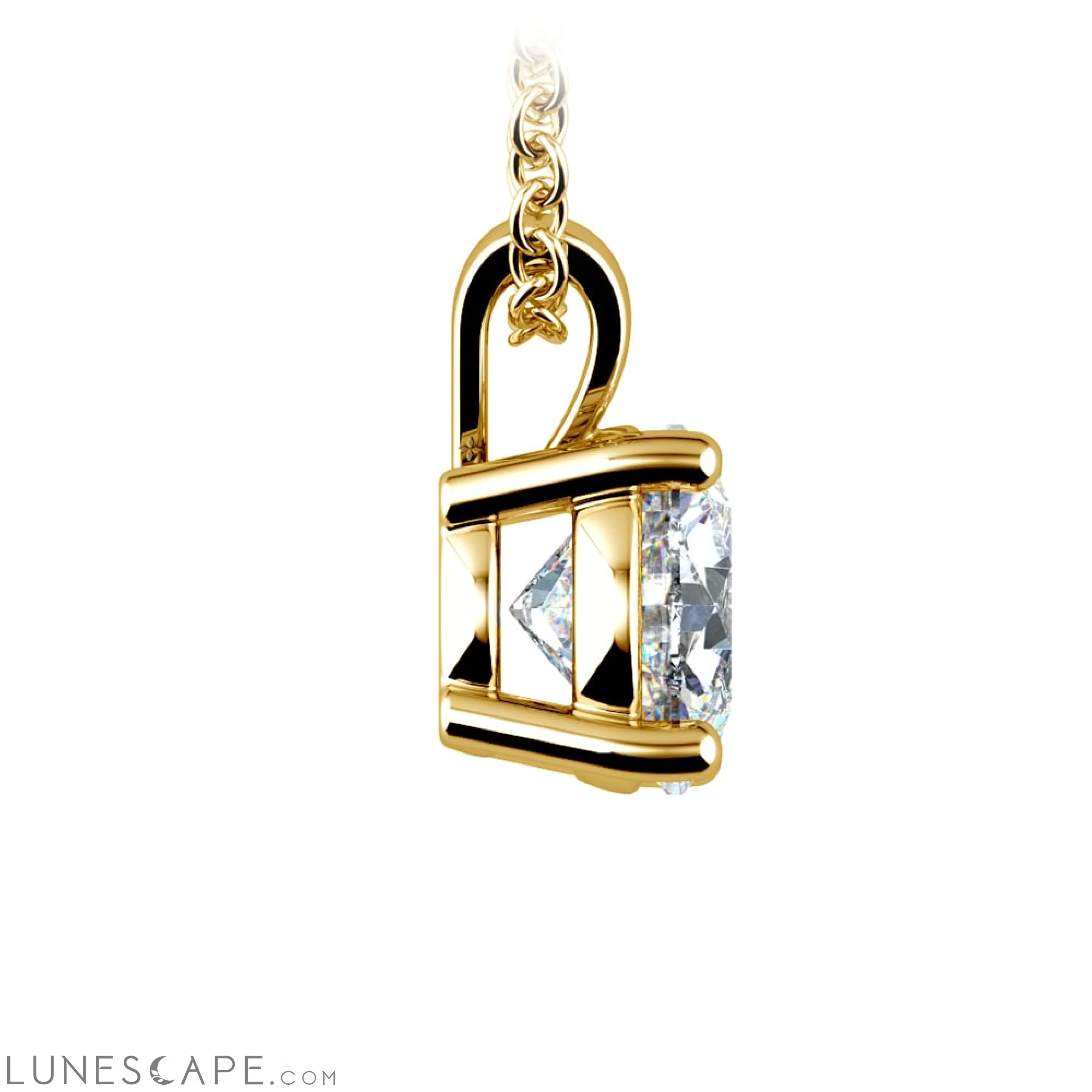 0.5/ 0.75 Ctw Prong Set Round Diamond Pendant in White /Yellow Gold G-Vs LUNESCAPE