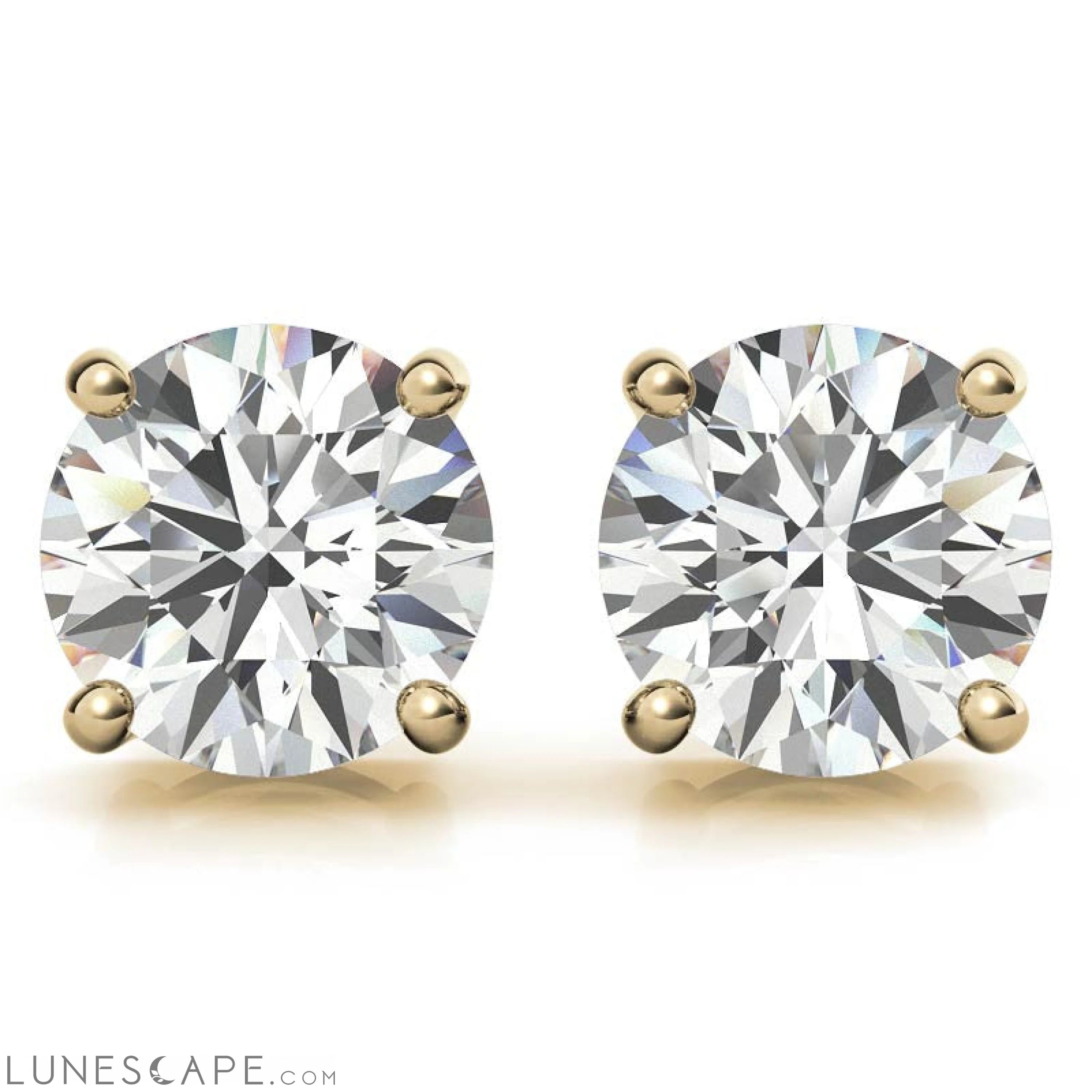 0.50 CTW AGI Certified Diamond (G-Vs)  Stud Earrings 14K White or Yellow Gold LUNESCAPE