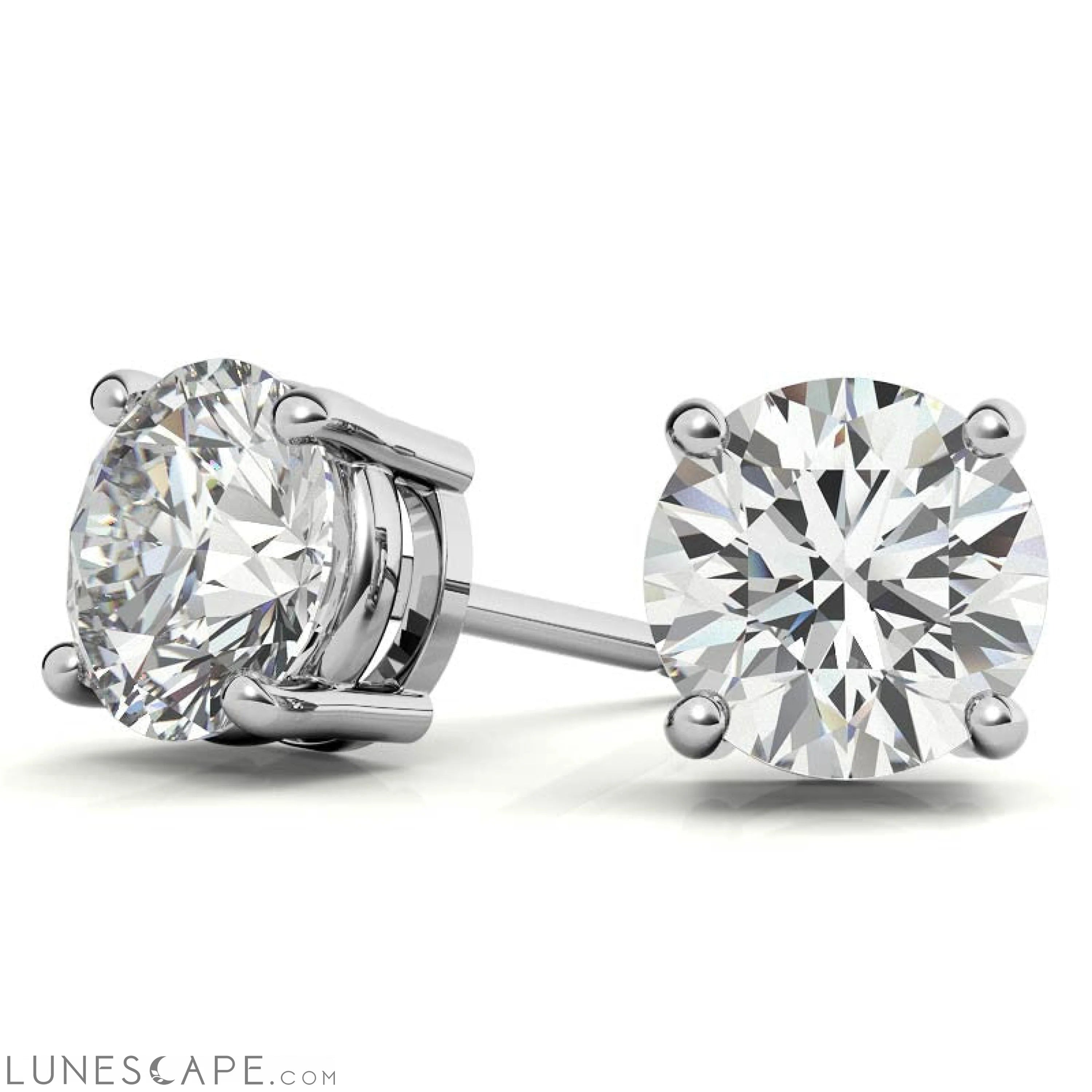 0.50 CTW AGI Certified Diamond (G-Vs)  Stud Earrings 14K White or Yellow Gold LUNESCAPE