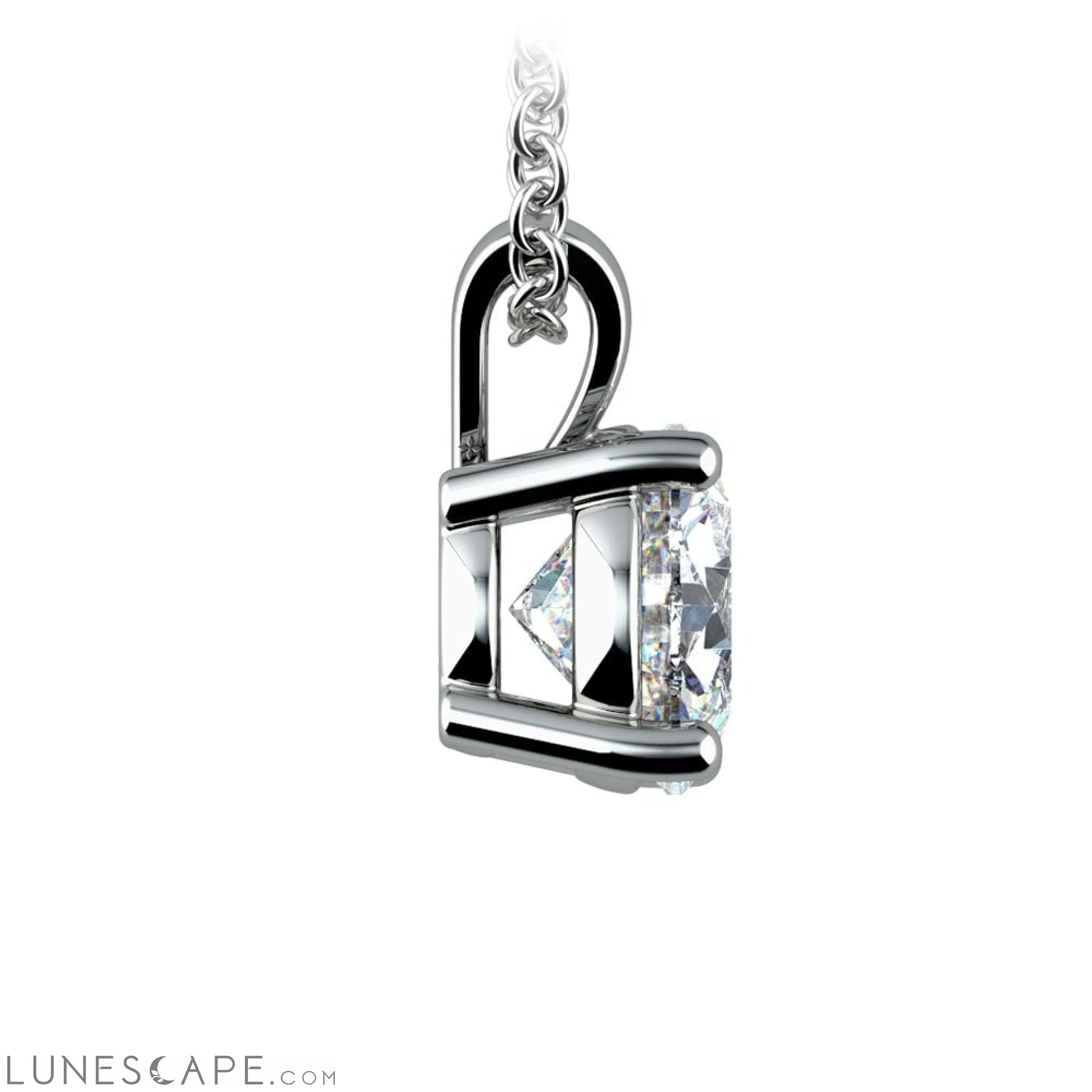 1.50 Ctw Prong Set Round Lab Grown Diamond Pendant in White /Yellow Gold G-Vs LUNESCAPE