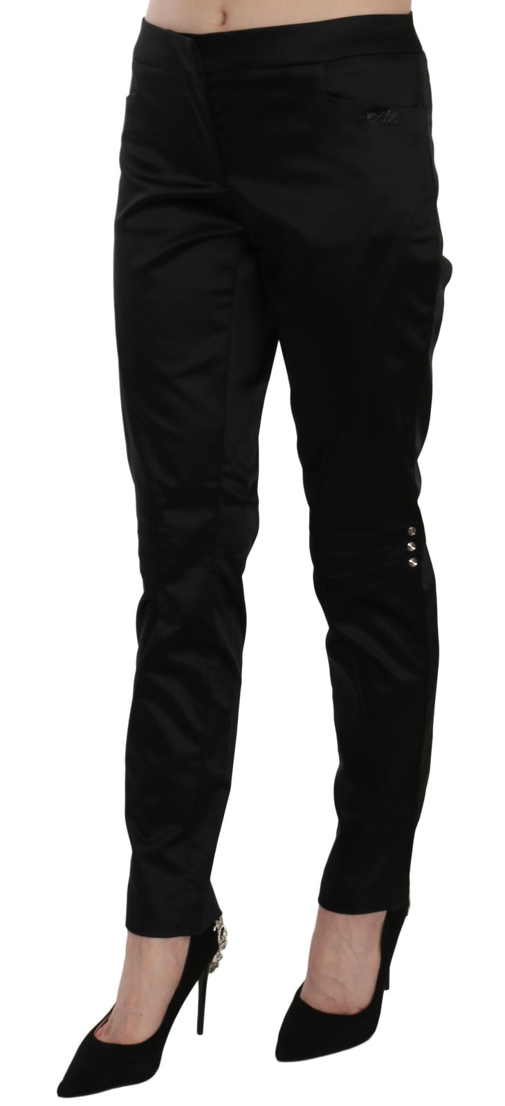 Exte Black Mid Waist Skinny Dress Formal Trousers Pants