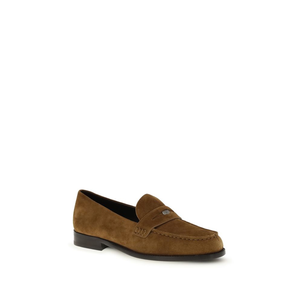 Tory Burch Beige Calf Leather Bos Taurus Slip-On Loafers