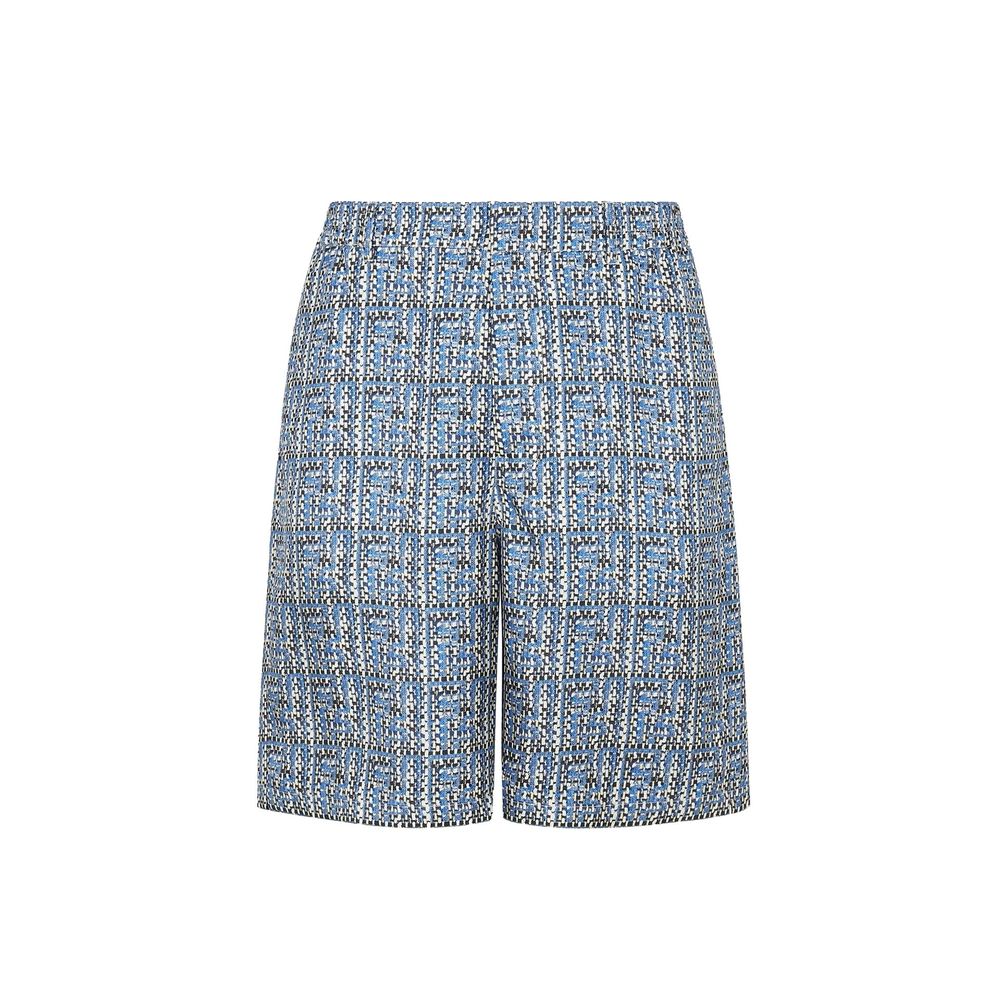 Fendi Blue Silk Knee Length Shorts