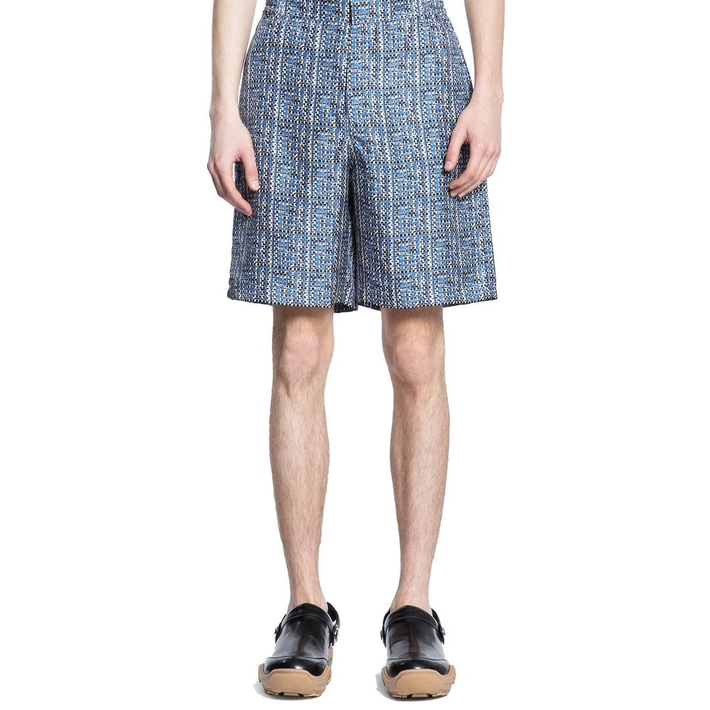 Fendi Blue Silk Knee Length Shorts