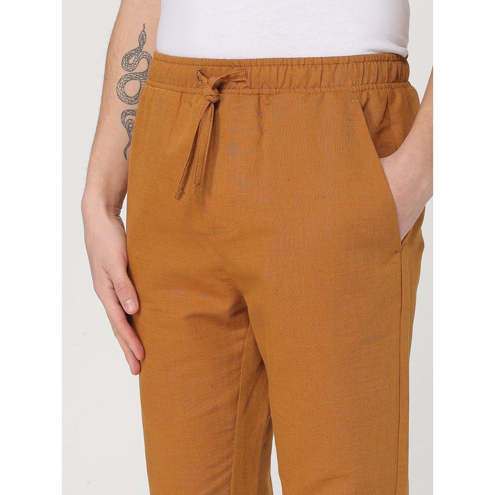 Colmar Brown Cotton And Linen Lounge Pants