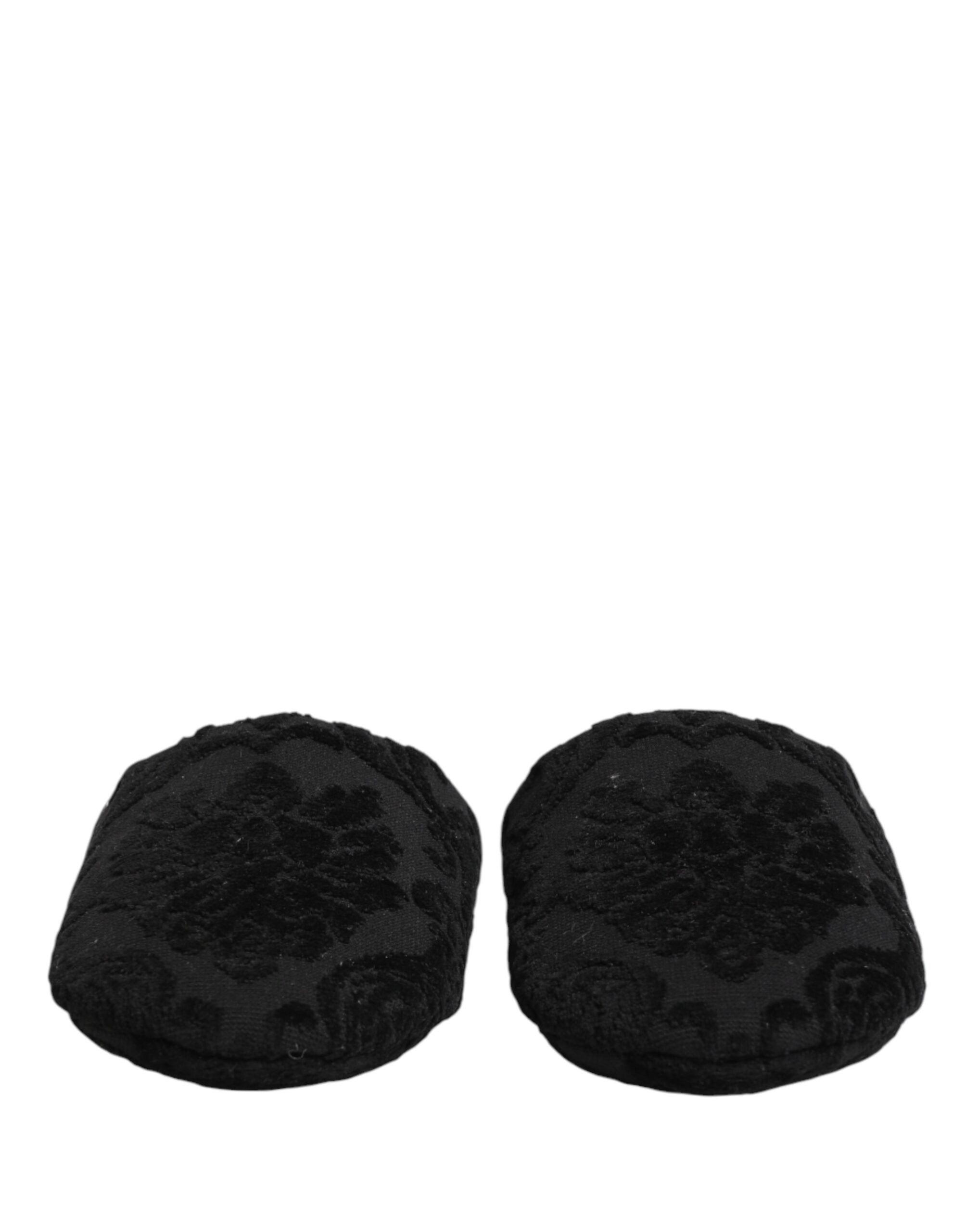 Dolce & Gabbana Black Logo Embroidered Slipper