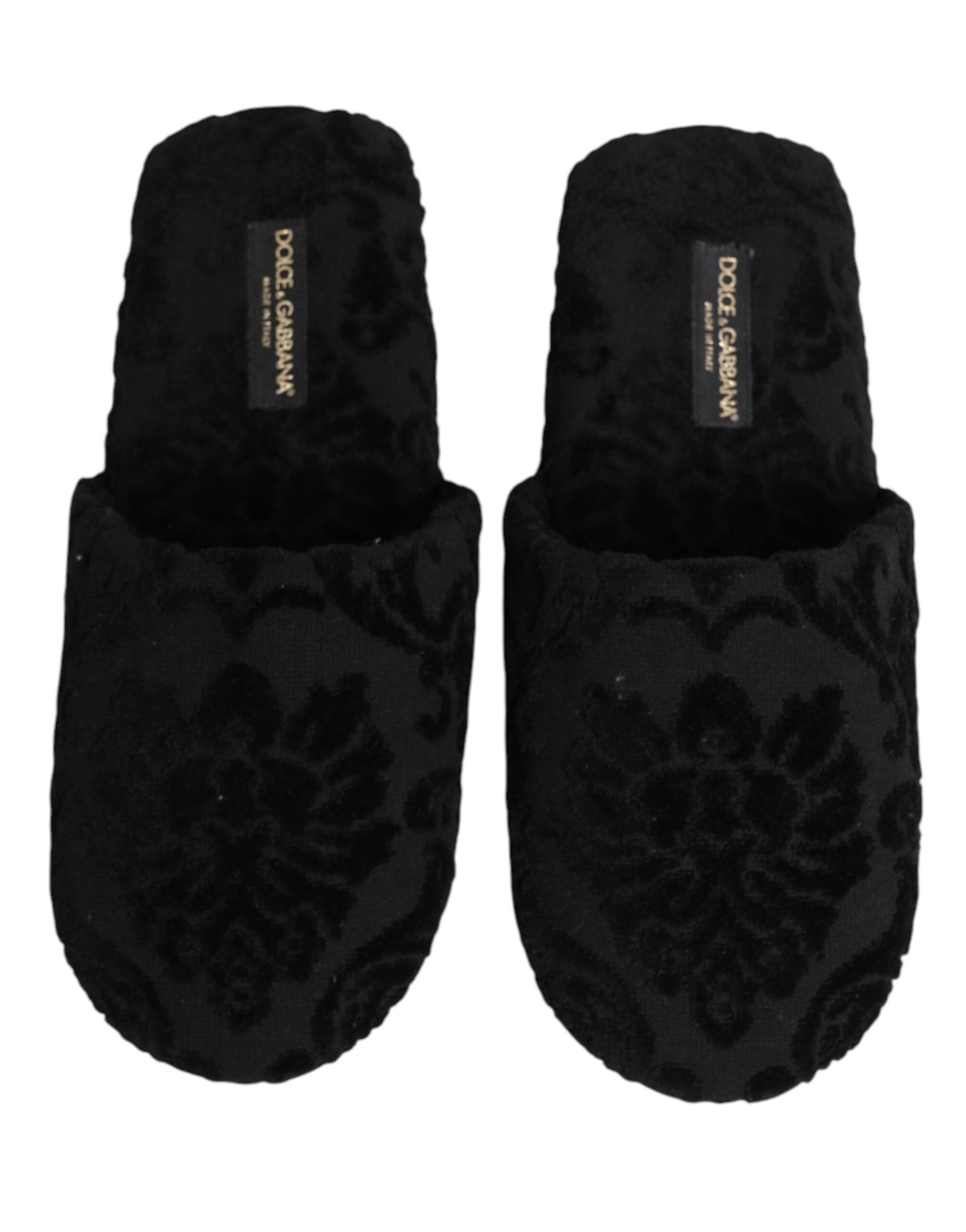 Dolce & Gabbana Black Logo Embroidered Slipper