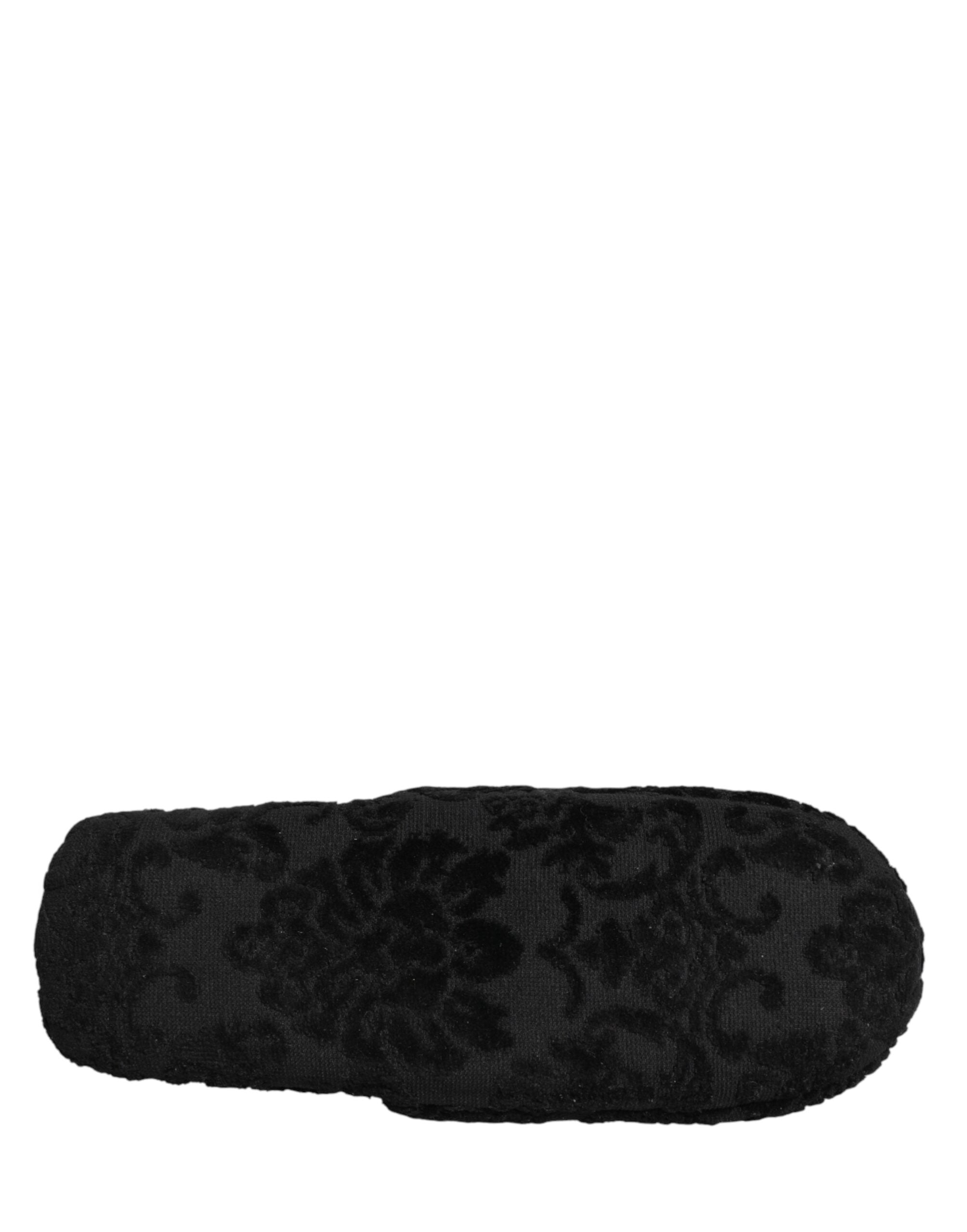 Dolce & Gabbana Black Logo Embroidered Slipper