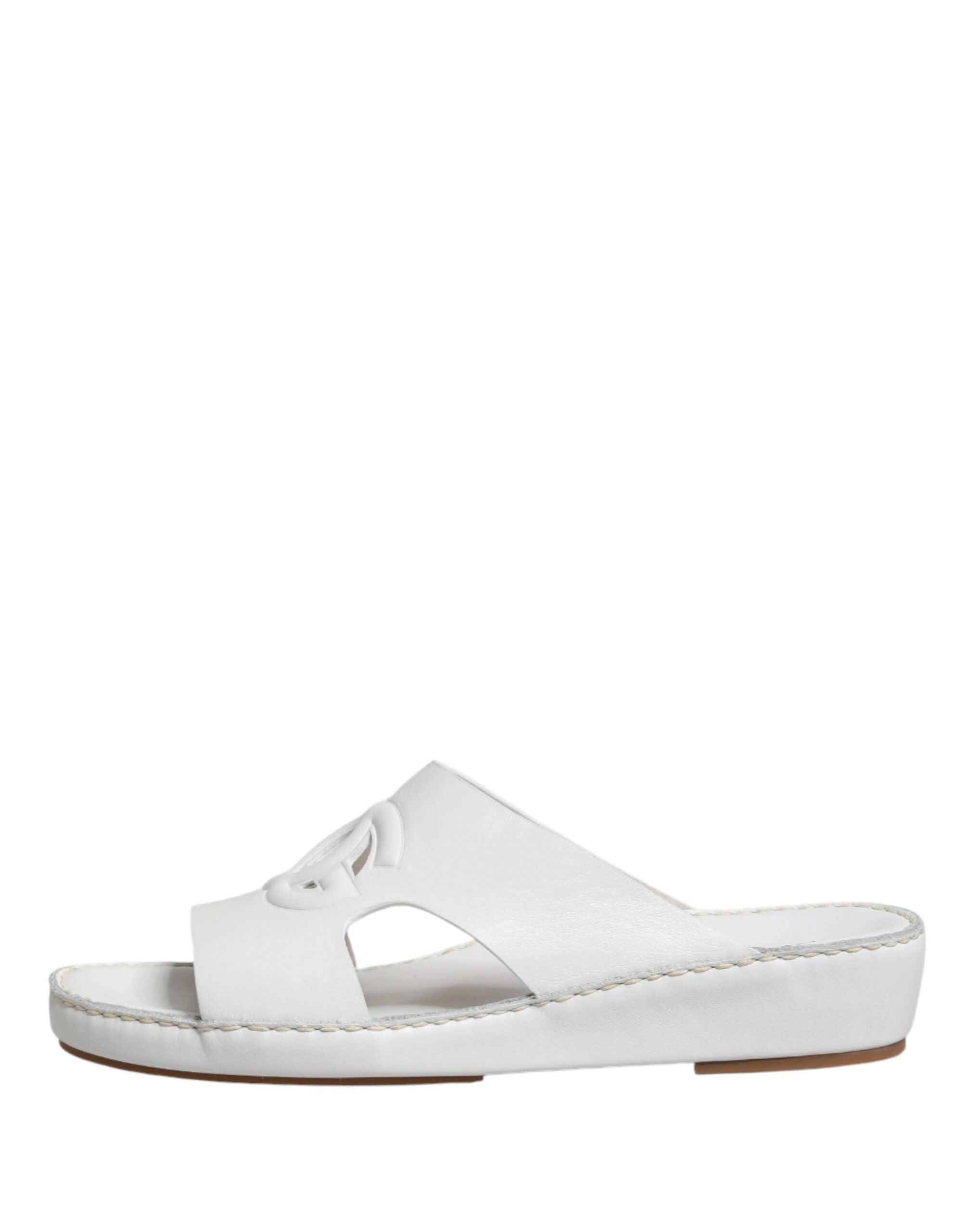 Dolce & Gabbana White DG Cutout Slides