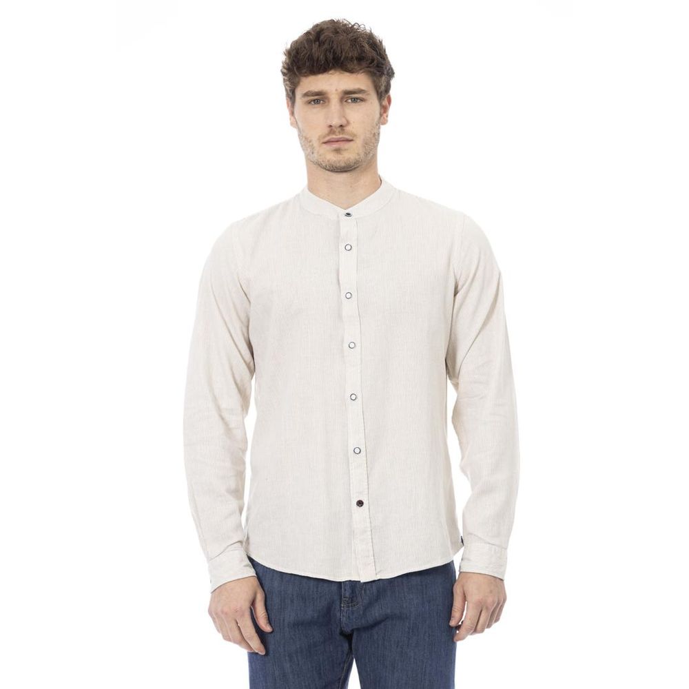 Baldinini Trend White Rayon Long Sleeve Shirt