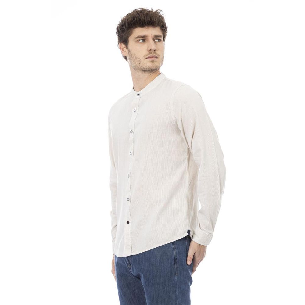 Baldinini Trend White Rayon Long Sleeve Shirt