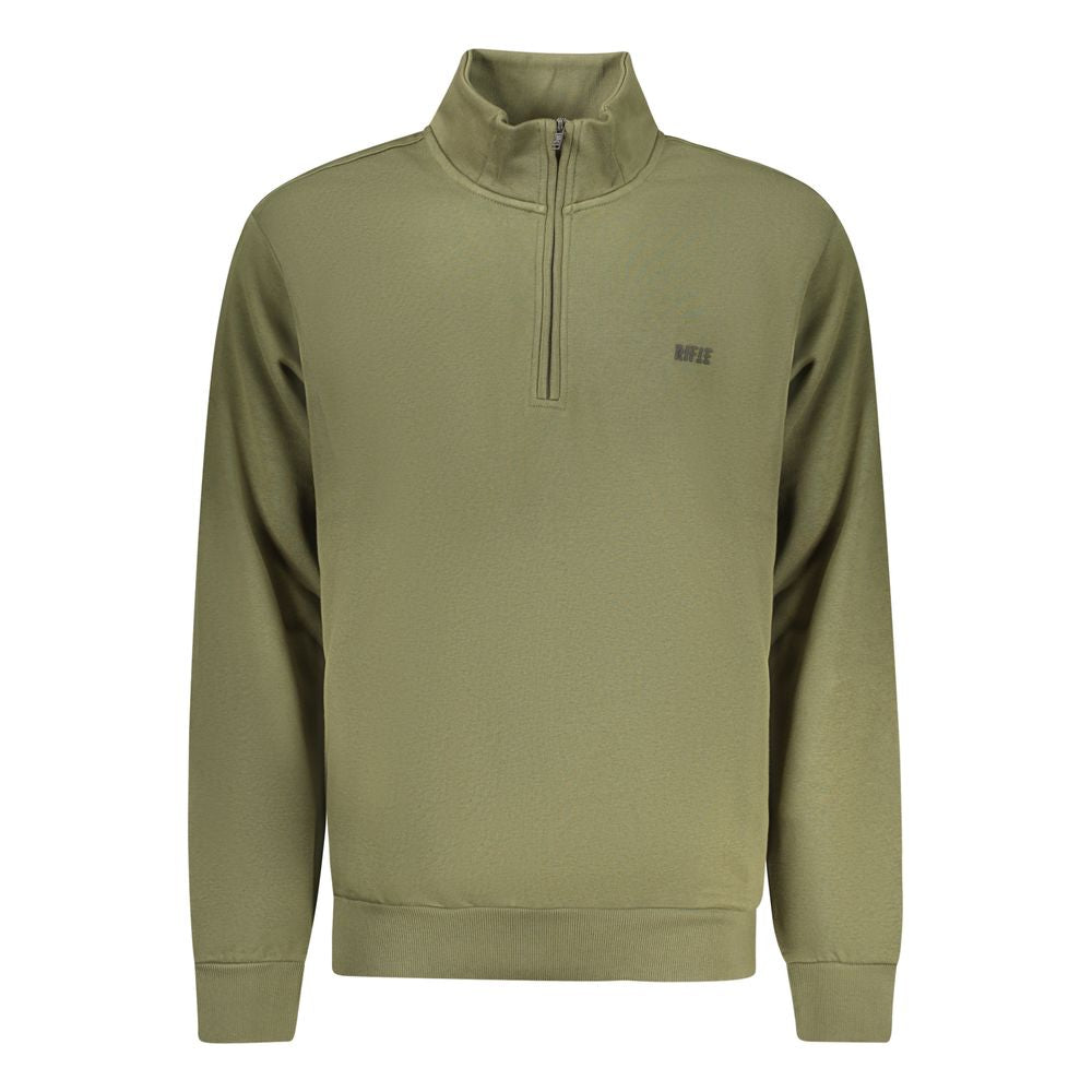 Rifle Verde Cotton Men Zip Mockneck Sweatshirt