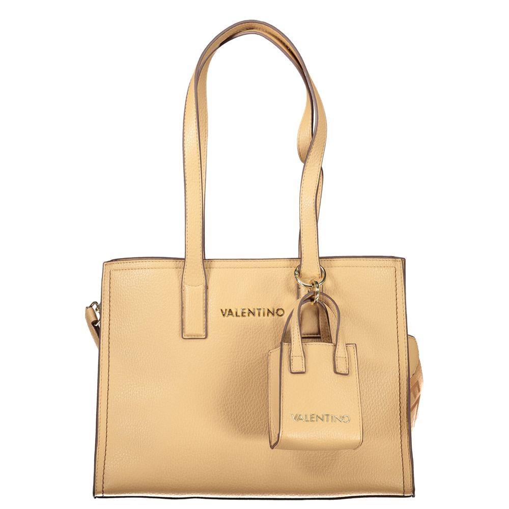Mario Valentino Beige Polyurethane Women's Bag with Shoulder Handles